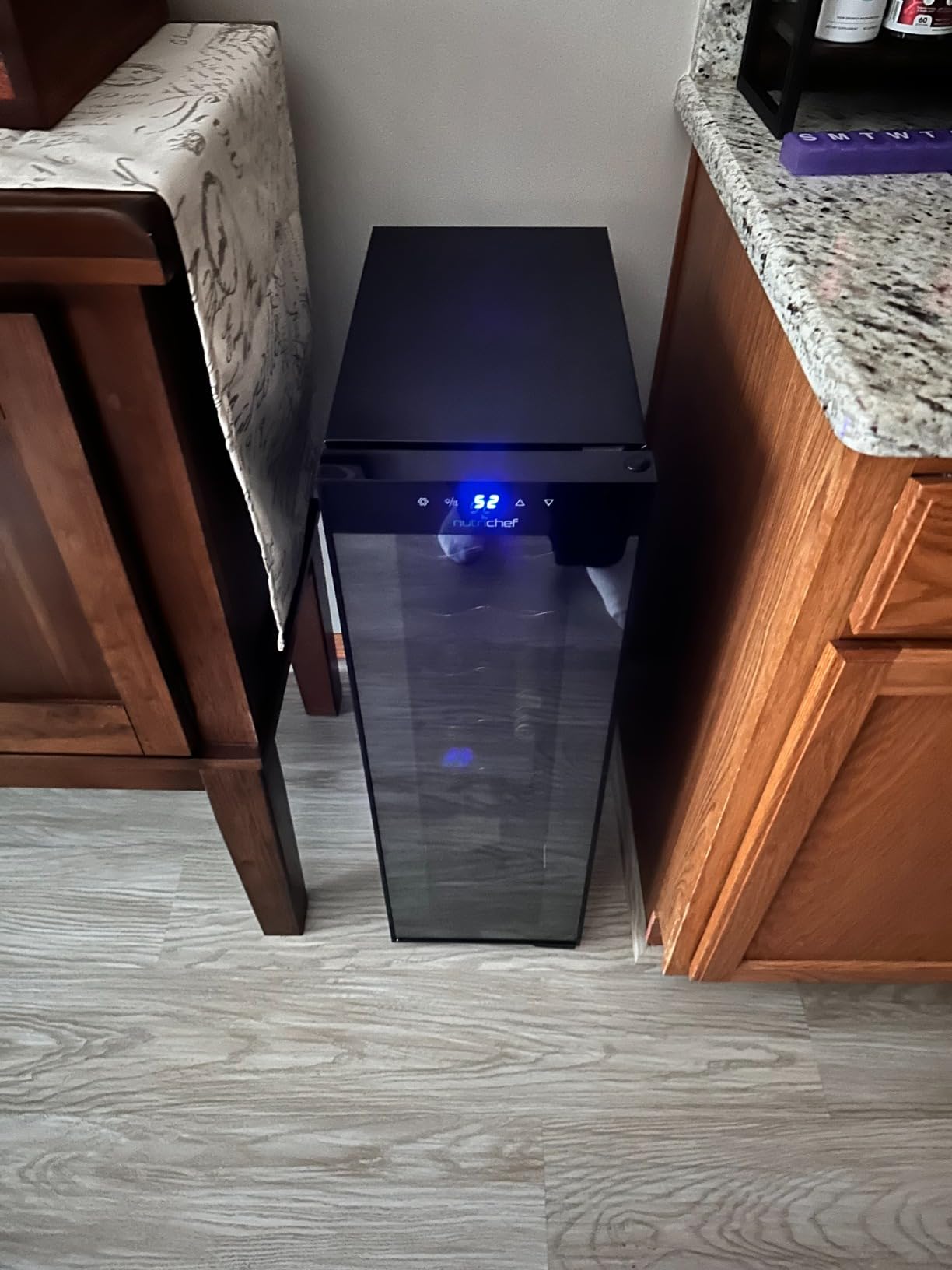 Nutrichef 12 Bottle Stainless Steel Slim Wine Fridge | Red & White Wine Chiller | Adjustable Temperature Control, Ultra Quiet Operation & Energy Efficient | Mini Wine Cooler Refrigerator 31x10x17 IN customer photo 1