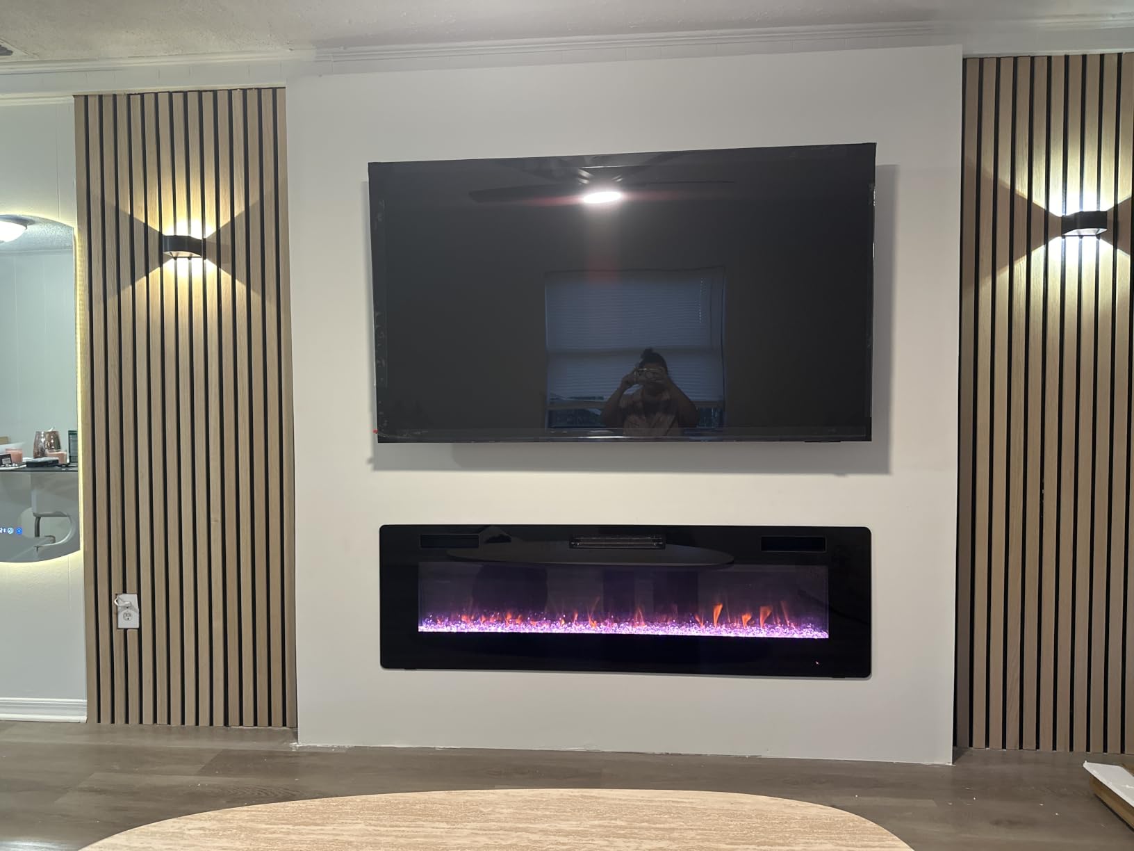 50 inch Electric Fireplace Recessed and Wall Mounted Insert Update customer photo 2