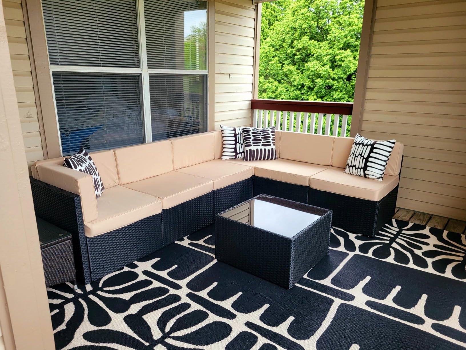 Pamapic 7 Pieces Outdoor Sectional Furniture,Wicker Patio sectional Furniture Sets,All-Weather Rattan Sectional Sofa Conversation Set with Coffee Table and Washable Couch Cushions Covers customer photo 1