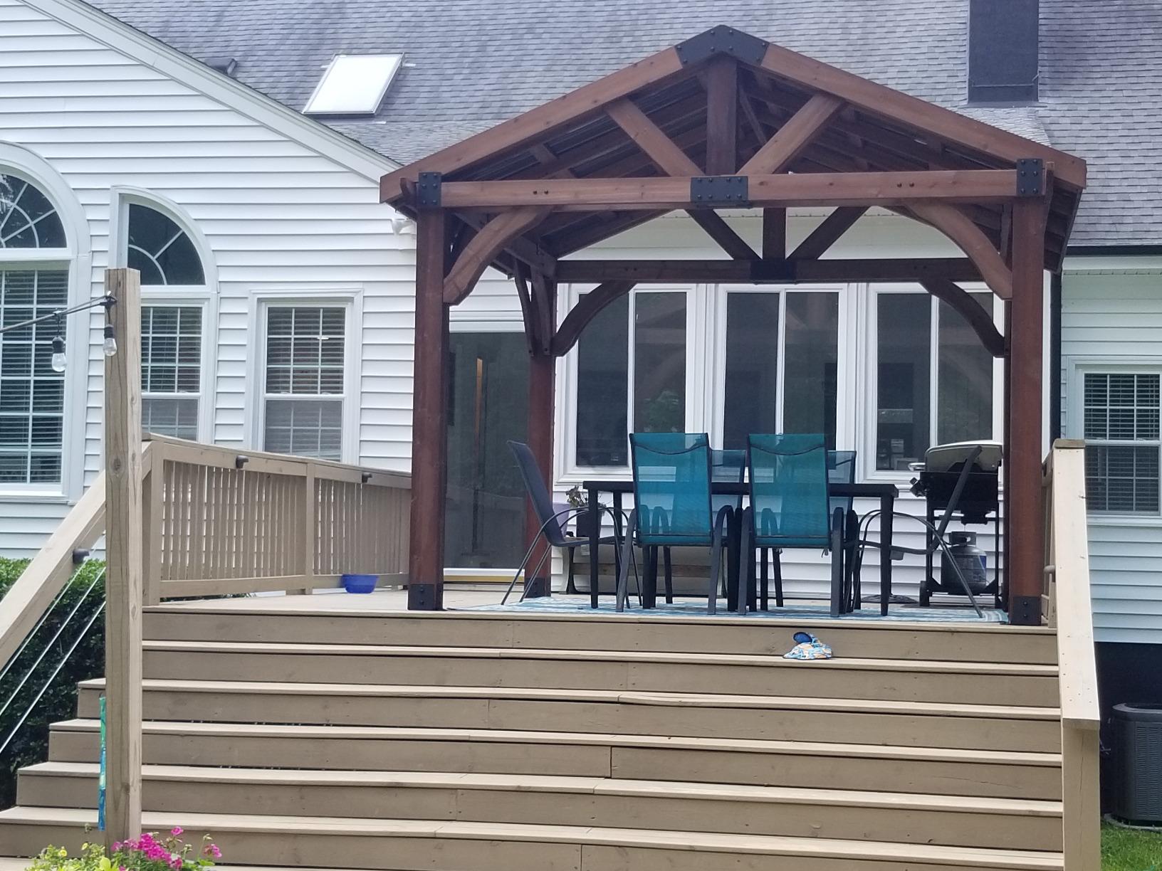Backyard Discovery Arlington 12' x 10' Cedar Wood Outdoor Gazebo Pavilion with Hardtop Galvanized Steel Peak Roof, Snow Support, Wind Resistance, PowerPort, Shade for Garden, Patio, Deck, Entertaining customer photo 1