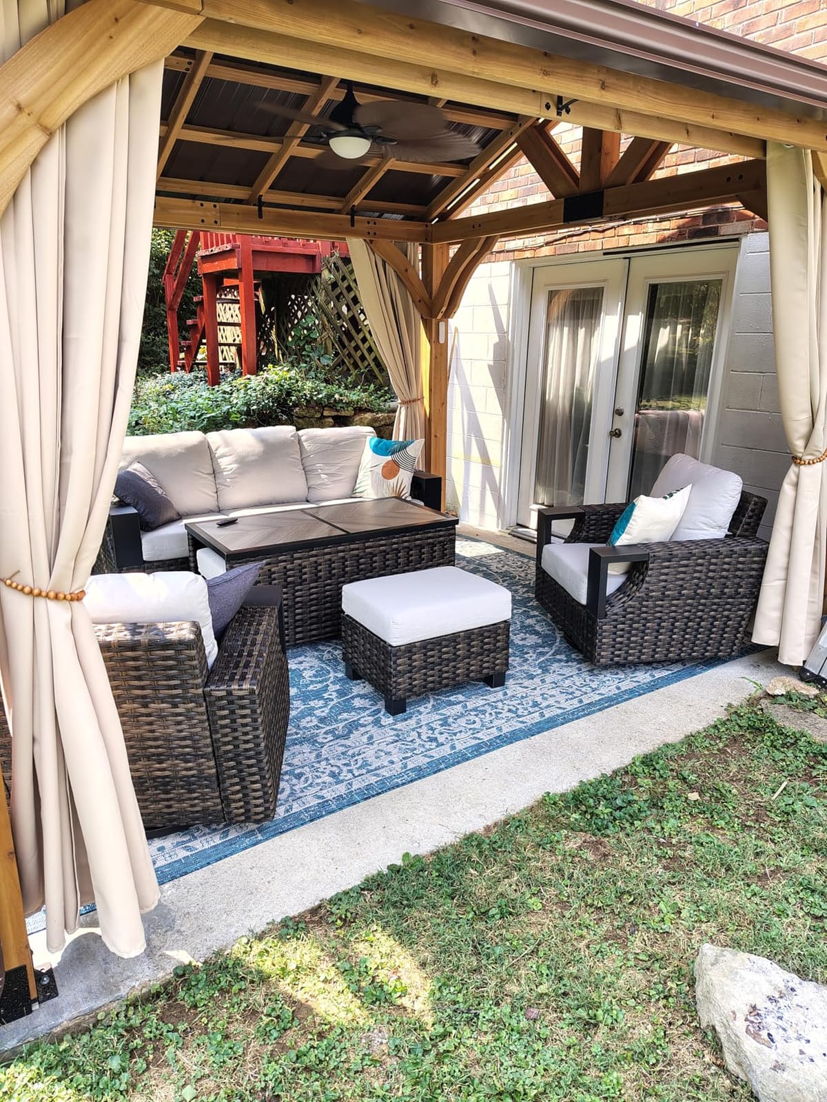 Backyard Discovery Arlington 12' x 10' Cedar Wood Outdoor Gazebo Pavilion with Hardtop Galvanized Steel Peak Roof, Snow Support, Wind Resistance, PowerPort, Shade for Garden, Patio, Deck, Entertaining customer photo 2