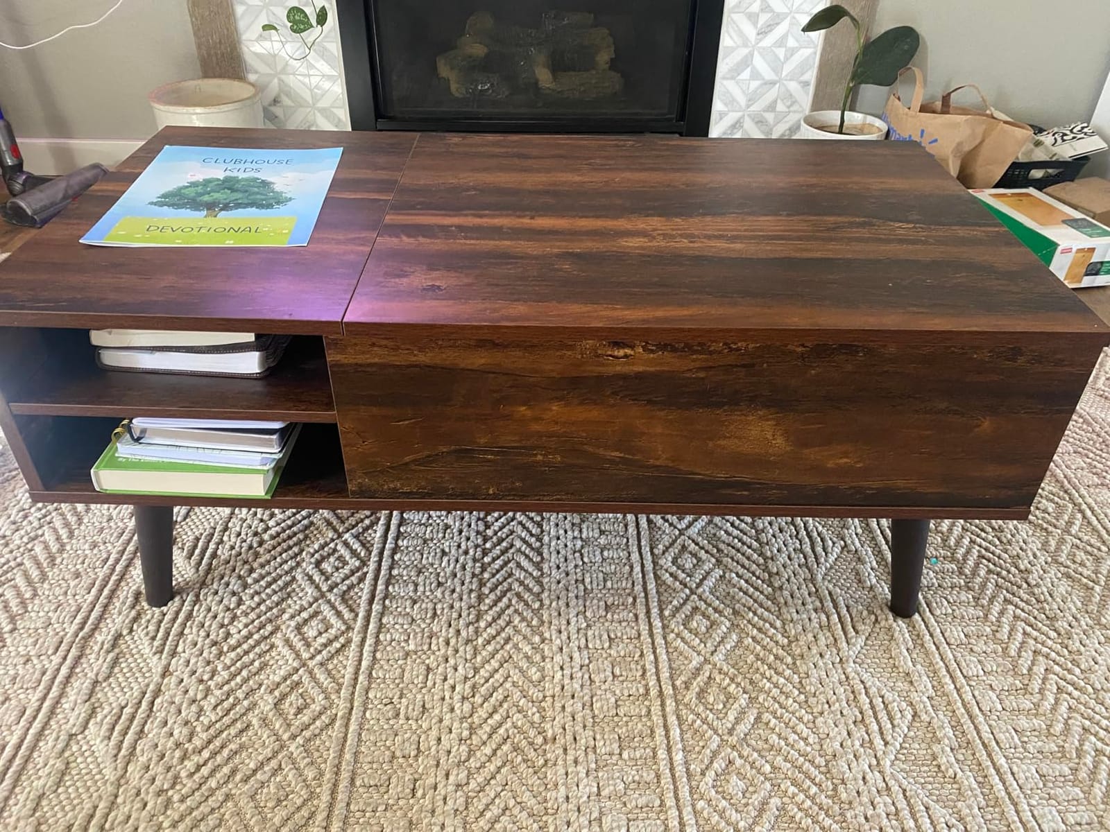 WLIVE Lift Top Coffee Table with Hidden Storage, Adjustable Shelf, Brown customer photo 2