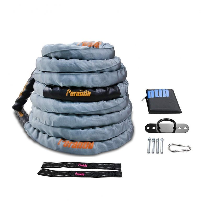 Perantlb Poly Battle Rope with Cloth Sleeve -1.25/1.5/2 Inch Diameter 30' 40' 50' Lengths -Gym Muscle Toning Metabolic Workout Fitness, Battle Ropes for Home Gym customer photo 2