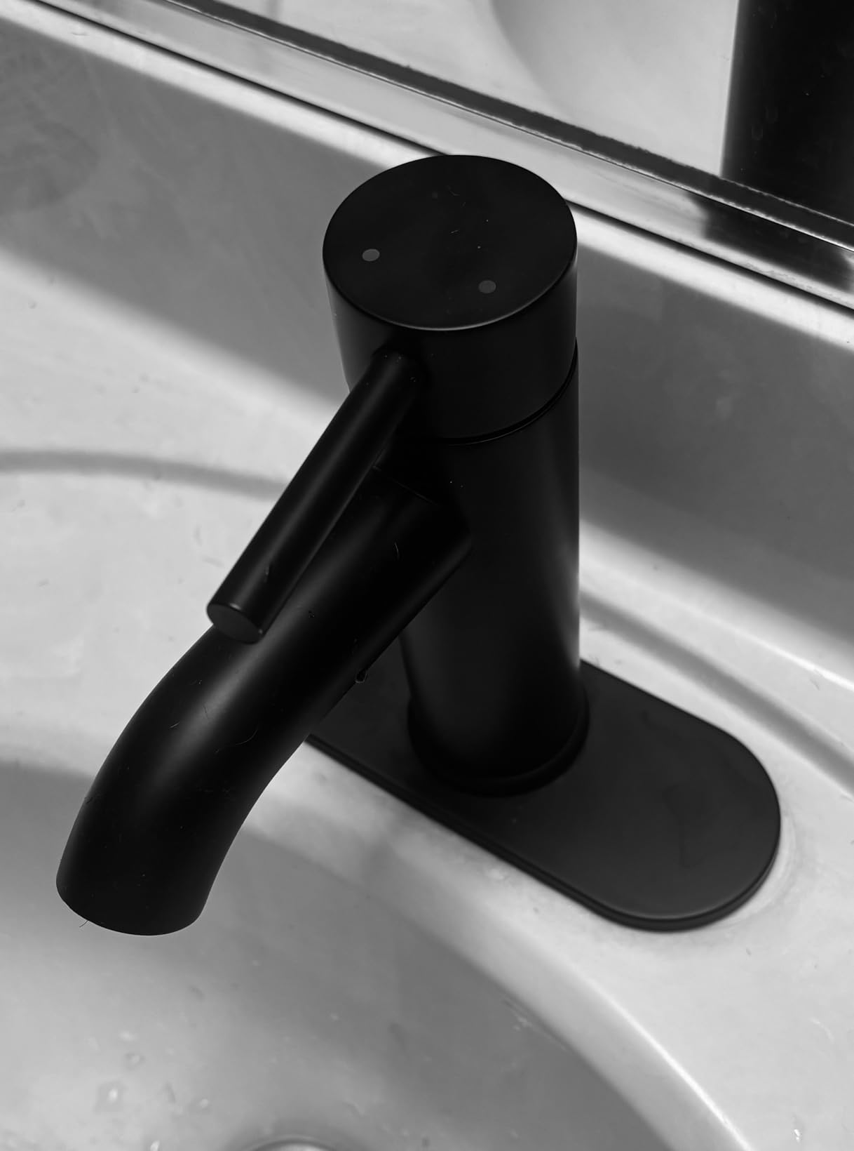 Bathroom Faucet Brushed Nickel Modern Single Hole Bathroom Sink Faucet with Single Handle Suitable for 1 or 3 Holes,Supply Deck Plate and Hose customer photo 1
