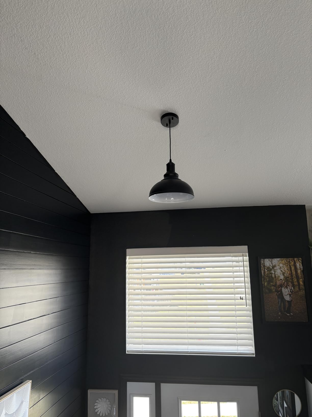 LOEHINLE Pendant Lighting Vintage Industrial Fixtures, Black Metal Farmhouse Lights, Ceiling Lamp for Kitchen Home Island Dining Room Bedroom, 11.4 inches customer photo 1