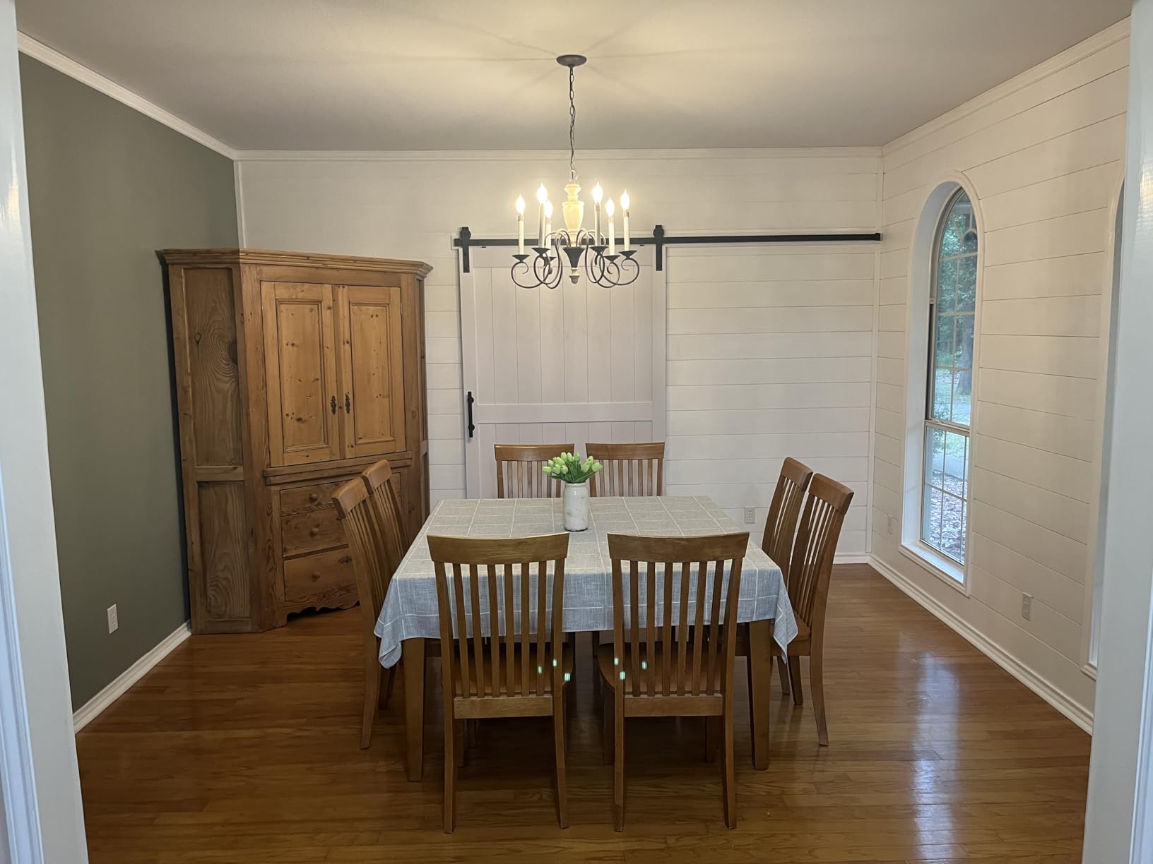 36 x84in MDF Sliding Barn Door with 6.6ft Barn Door Hardware Kit & Handle | White Solid Barn Door Slab Covered with Water-Proof PVC Surface, Pre-Drilled Holes Easy Assembly, H-Frame customer photo 1