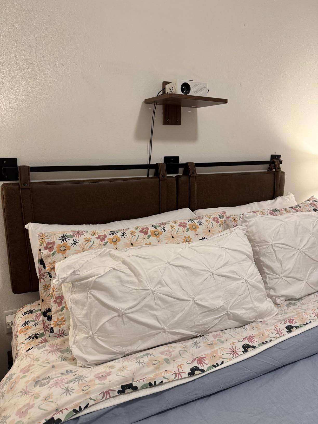 Nathan James Harlow Modern Wall Mount Hanging Headboard, King, Brown Faux Leather customer photo 2