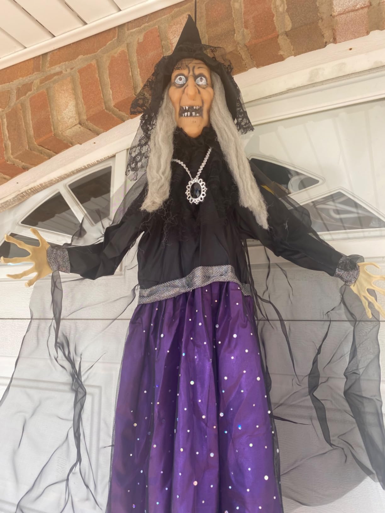 JOYIN 47” Animated Witch Halloween Decorations Outdoor Indoor, Scary Halloween Animatronics Decor, Hanging Ghost Talking Sound Activated Led Lights Eyes Haunted House Yard Garden Lawn customer photo 1