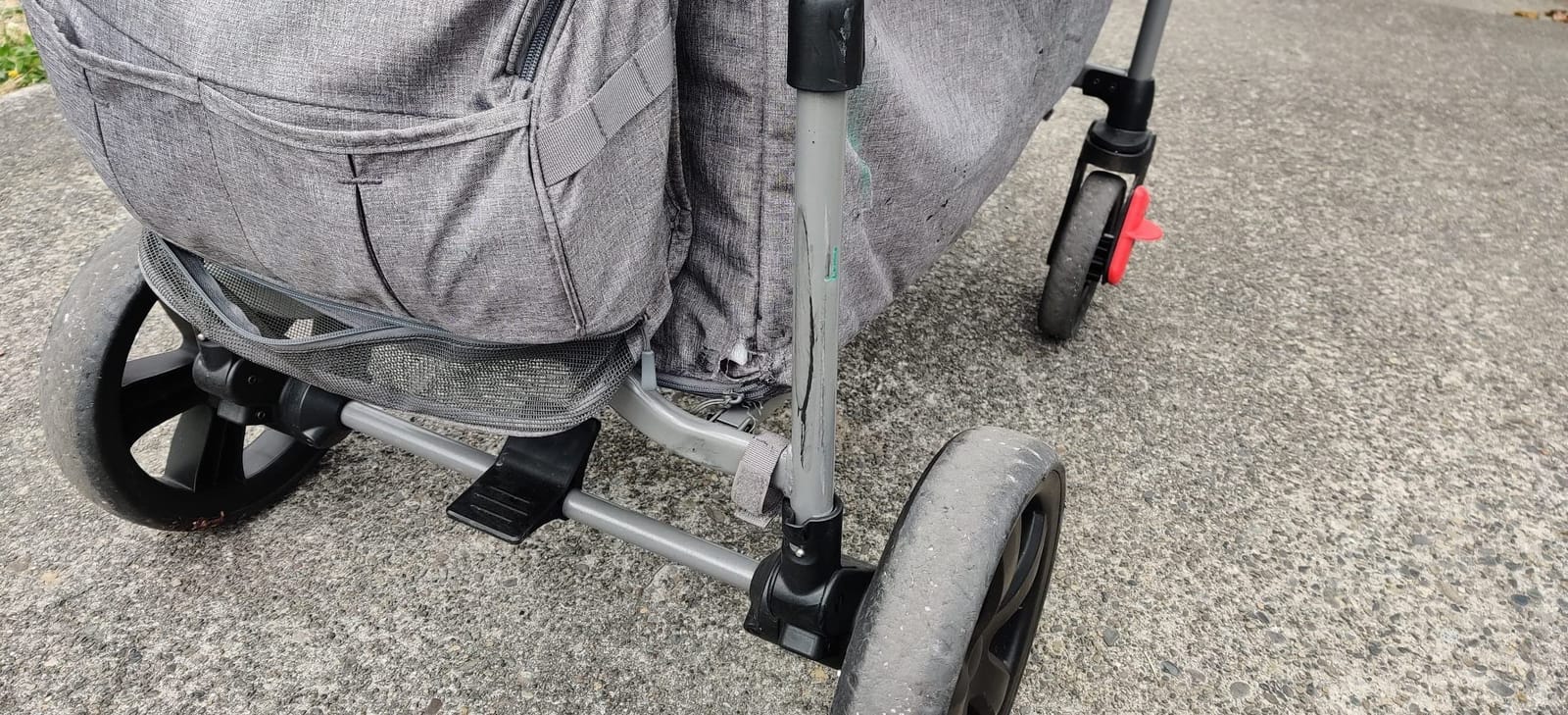 EVER ADVANCED Foldable Wagons for Two Kids & Cargo, Collapsible Folding Stroller with Adjustable Handle Bar,Removable Canopy with 5-Point Harness Gray customer photo 2