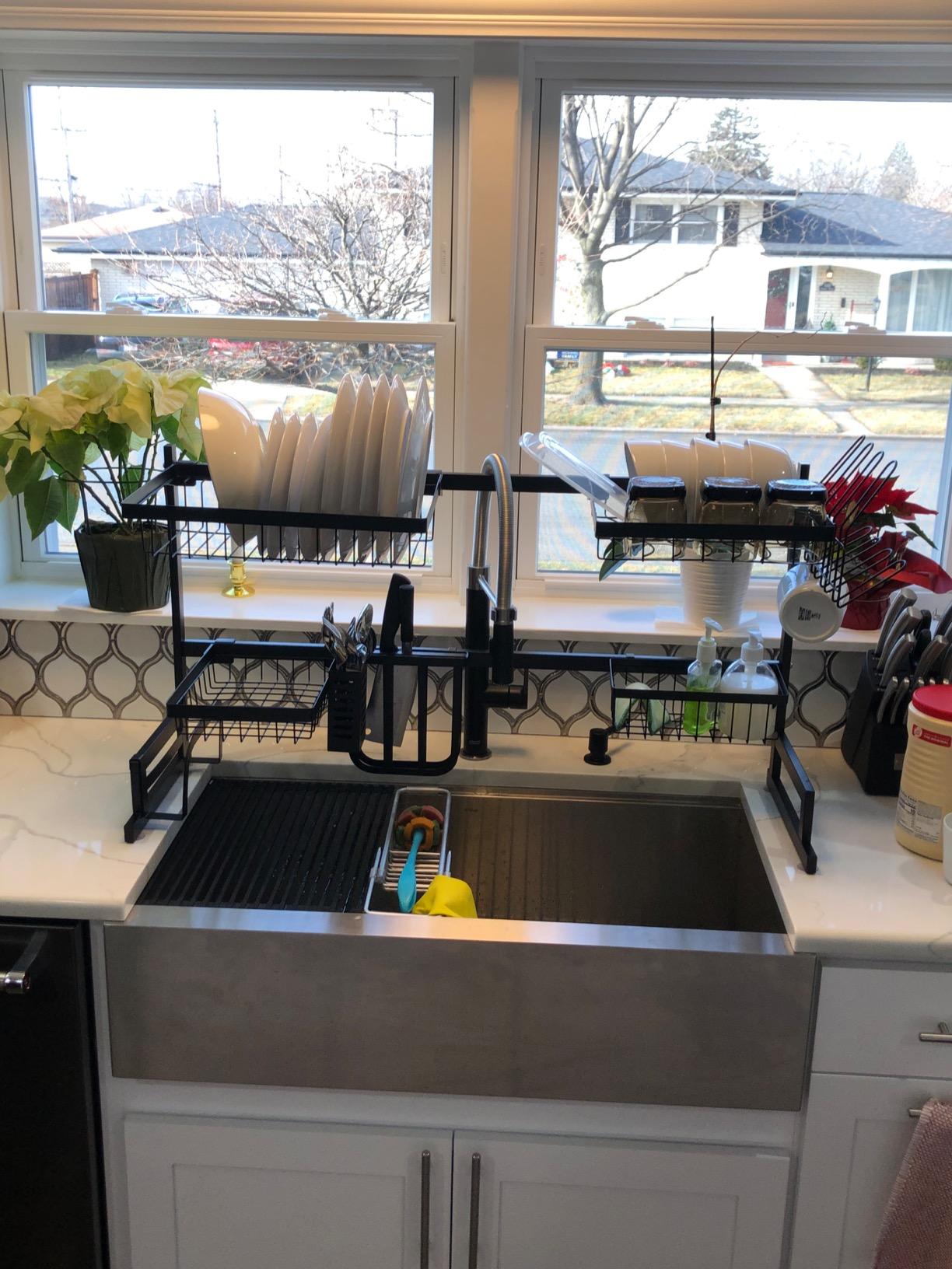 KRAUS Kore Workstation 33-inch Farmhouse Modern Flat Apron Front 16 Gauge Black Stainless Steel Single Bowl Kitchen Sink in PVD Gunmetal Finish with Accessories, KWF410-33/PGM customer photo 2