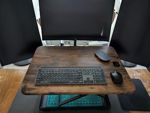 VIVO Black 26 in Single Top Standing Desk Converter, DESK-V001J | Ultra-Slim, Height Adjustable Desk Riser, Compact Sit Stand Desktop for Monitor or Laptop, No Assembly Required, Black Frame customer photo 2