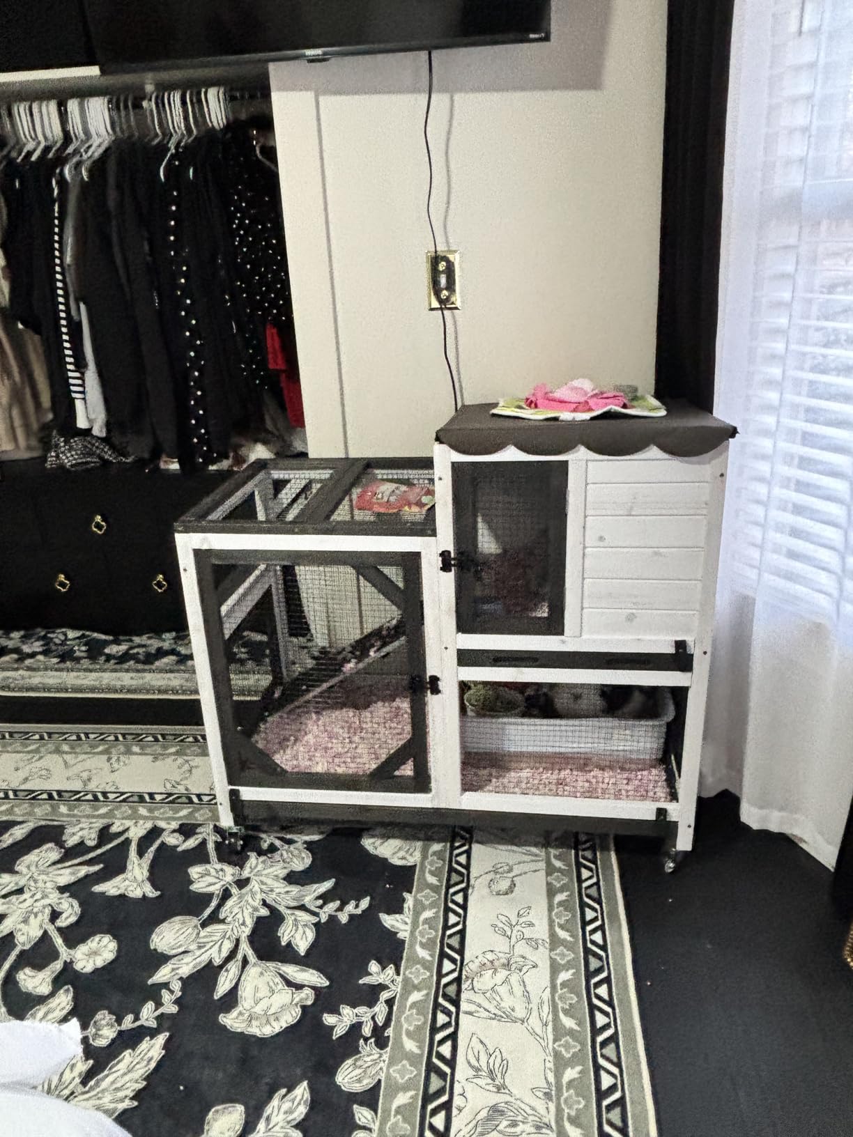 Indoor Rabbit Bunny Hutch Outdoor, Guinea Pig Cages with Removable Bottom Wire Netting - Easy Clean customer photo 2