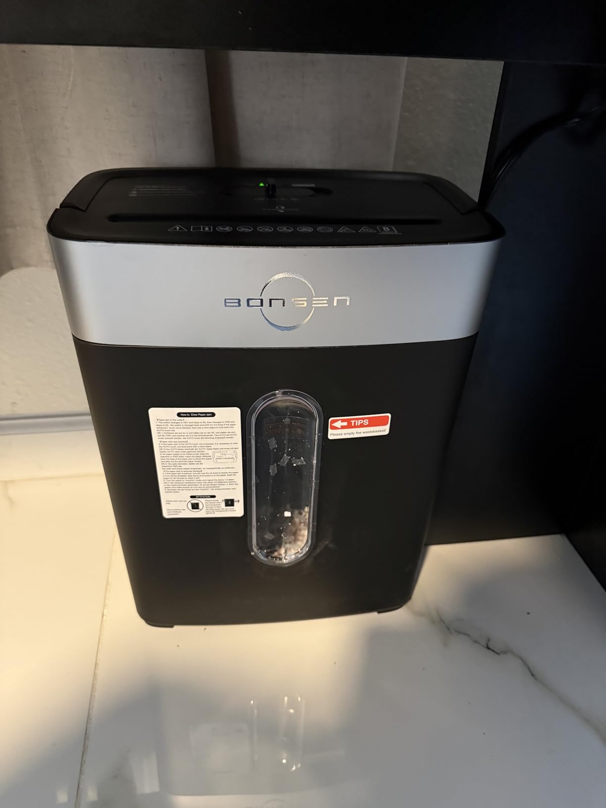 BONSEN Shredder for Home Office, 4 Gallons 8-Sheet Cross Cut Credit Card Shredder, Small Paper Shredder for Home Use, High Security Level P-4, ETL Certification (S3101) customer photo 2