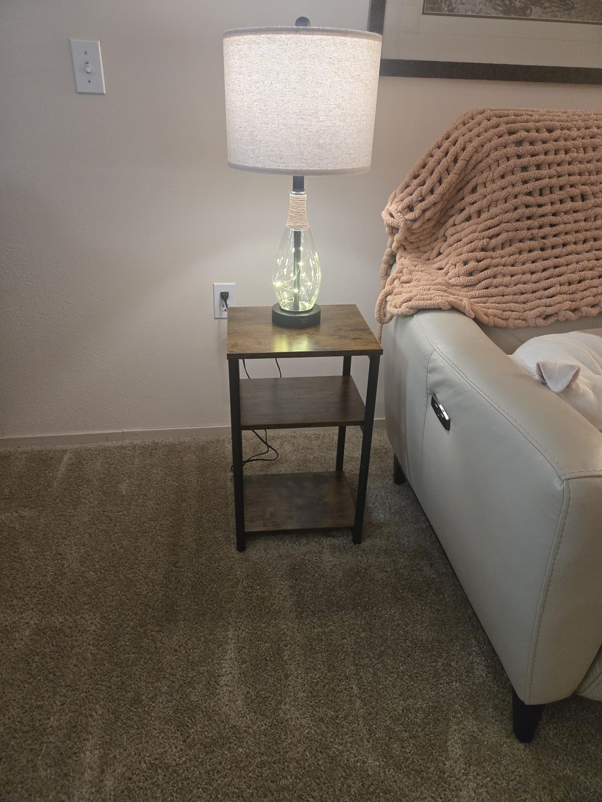 VASAGLE Side Table, Small End Table, Tall Nightstand, Steel Frame customer photo 2