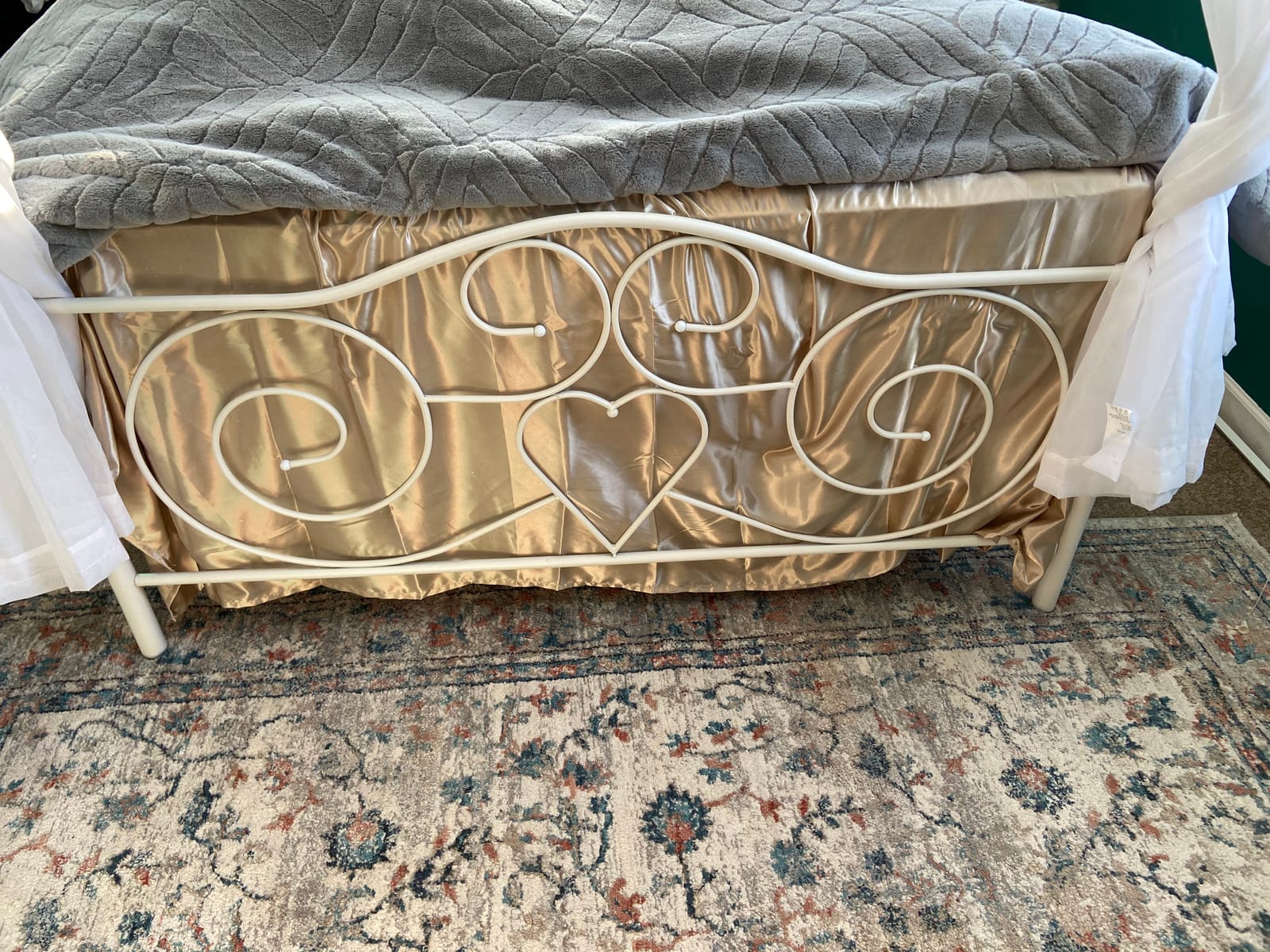 Canopy Full Bed Frame Platform Heavy Duty Steel Slat and Support with Headboard and Footboard No Box Spring Required (White) customer photo 2