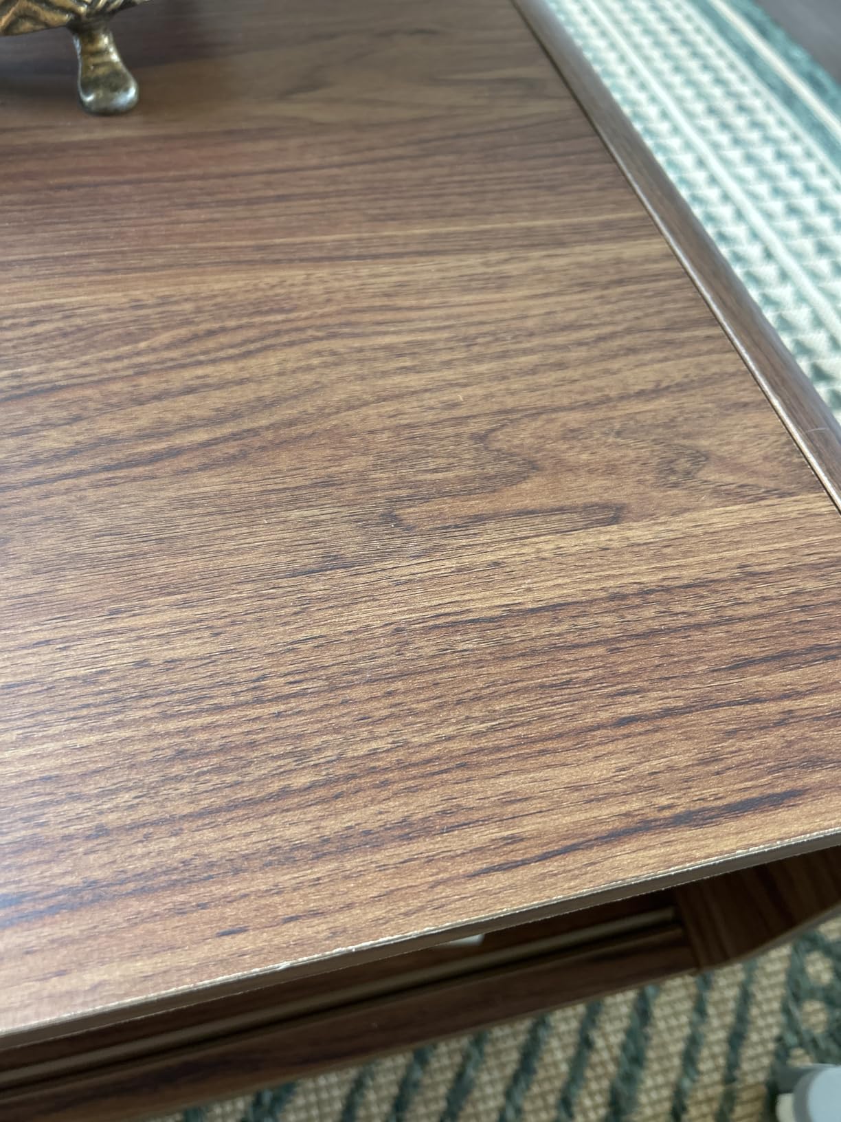 mopio Ensley Dual-Side Storage Coffee Table – Mid Century Modern Fluted Wood Table with 4 Compartments for Living Room Organization, Curved Safety Edges, Tapered Legs (Walnut, 39.2