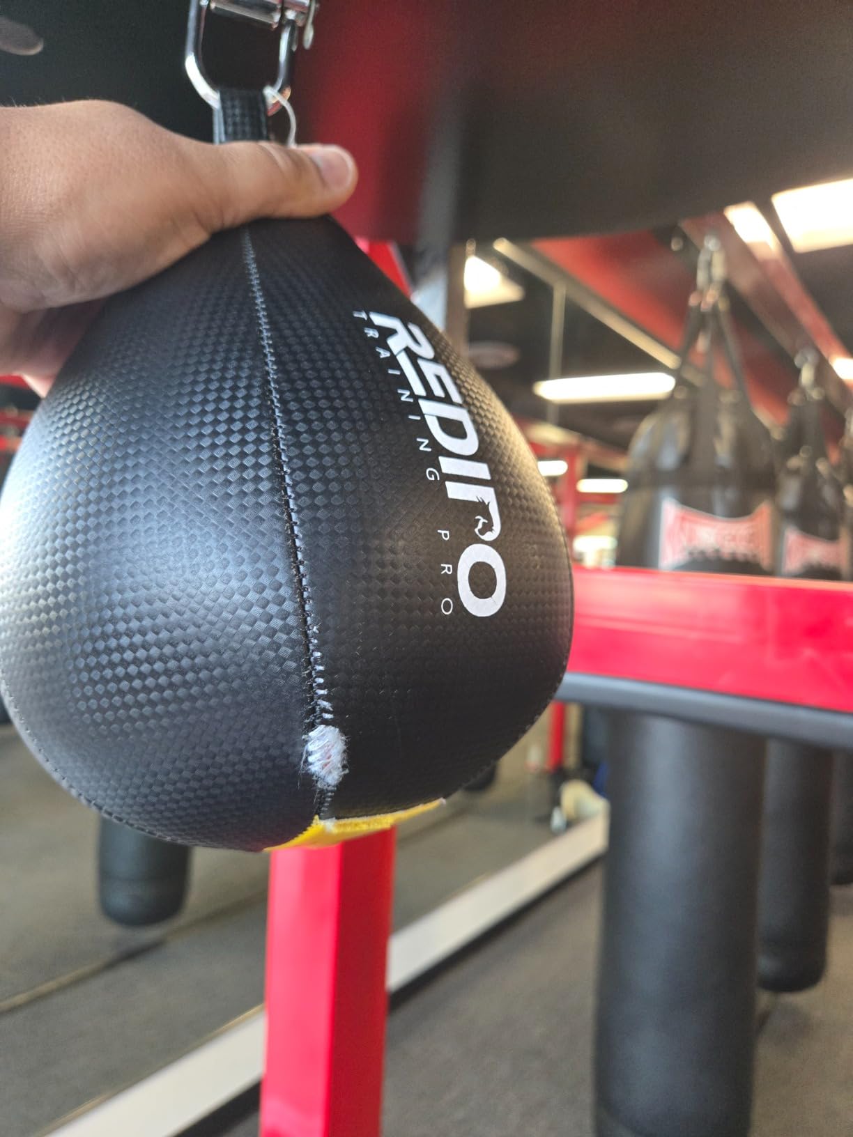 Superior Boxing Speed Bag - PU Leather Speed Punching Ball - Heavy Duty Hanging Swivel Ball for Gym & MMA Muay Thai Sports Fitness - Punching Dodge Striking Speed Reflex Ball customer photo 2