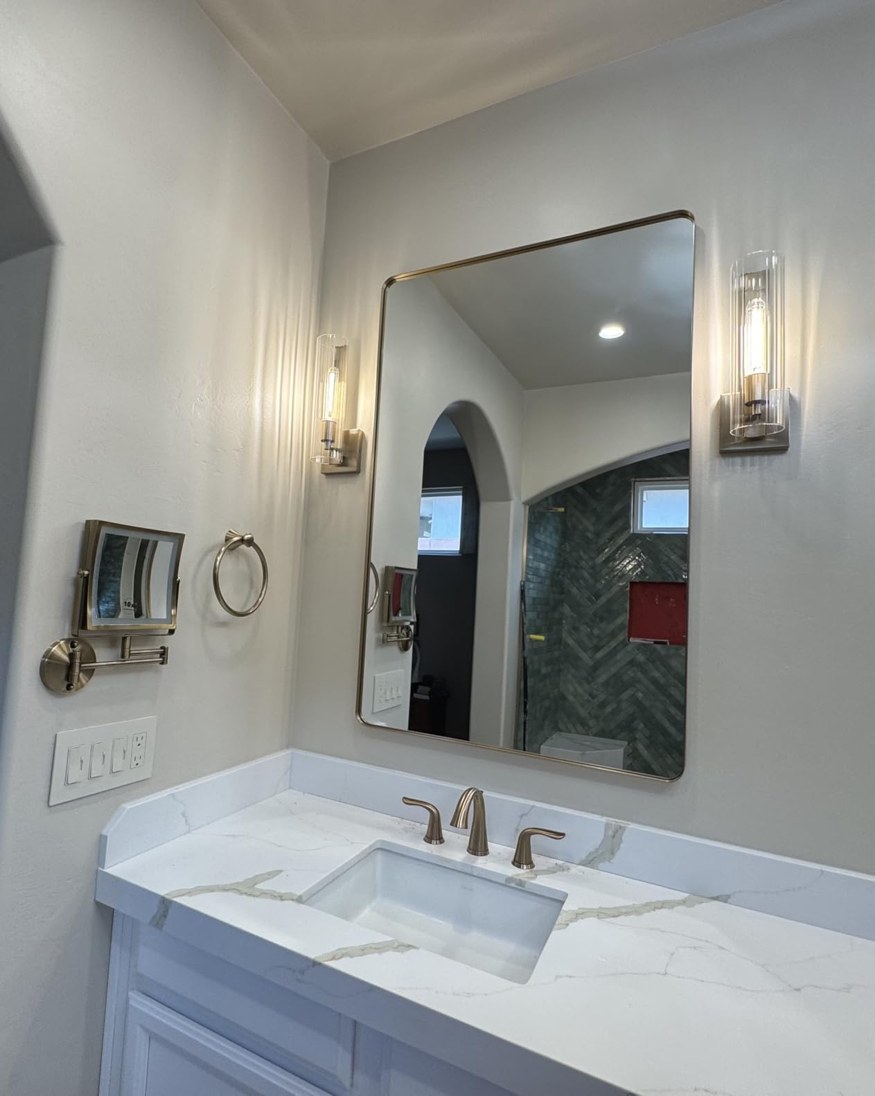LOAAO 24X36 Inch Black Bathroom Mirror Metal Framed customer photo 2
