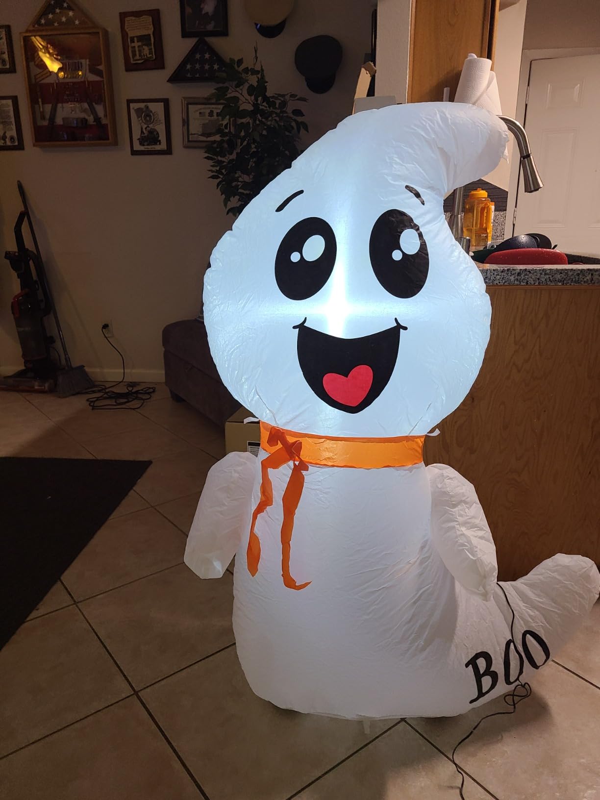 GOOSH 4 FT Halloween Inflatable Cute Ghost Outdoor Decorations Blow Up Yard Ghost with Built-in LEDs for Indoor Garden Lawn Party Decor customer photo 2