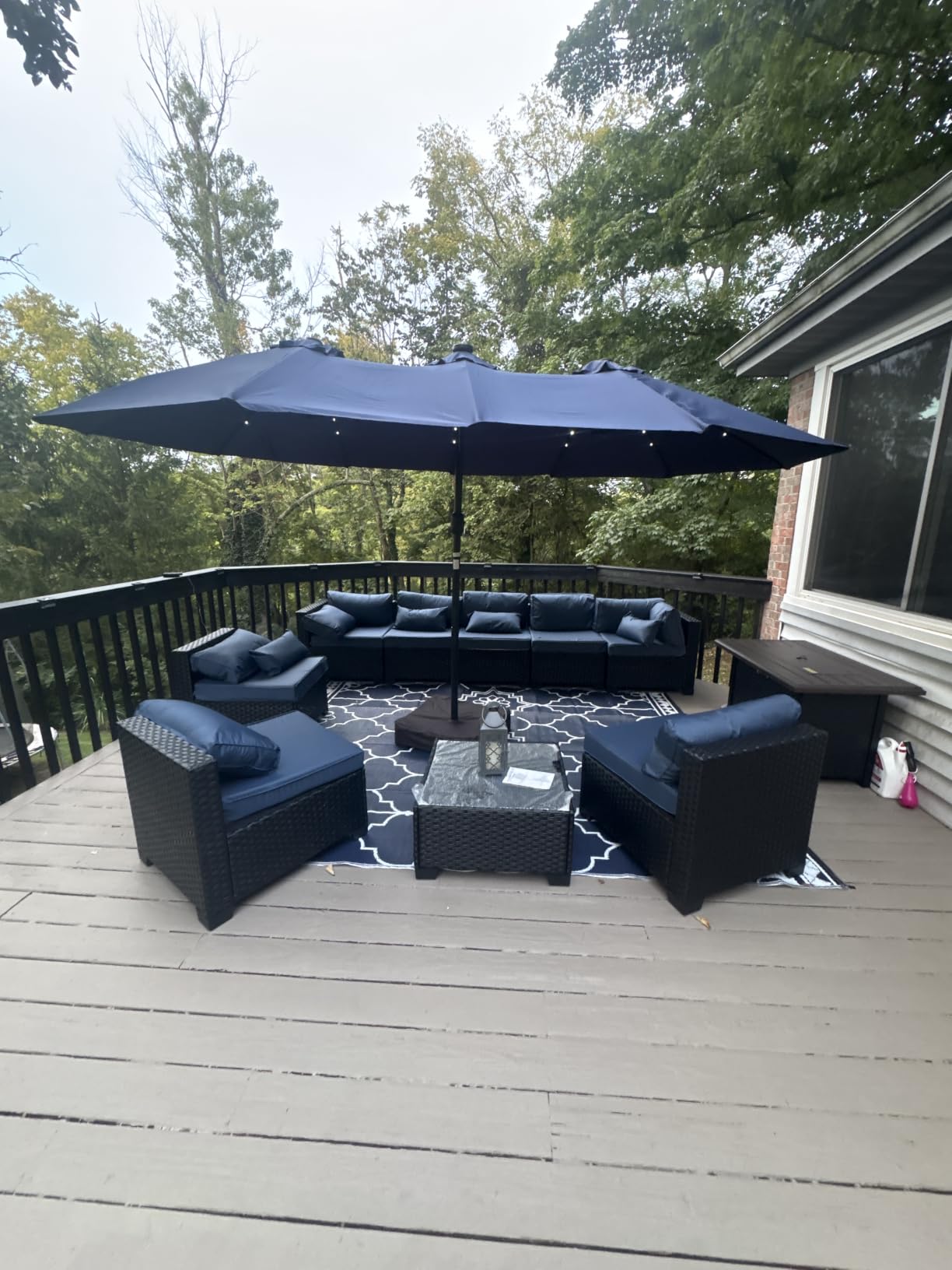 Rattaner 10 Pieces Outdoor Sectional All-Weather Wicker Patio Furniture Set Patio Sectional and Steel Fire Table and Glass Patio Table Non-Slip Cushions and Waterproof Covers, Khaki customer photo 1