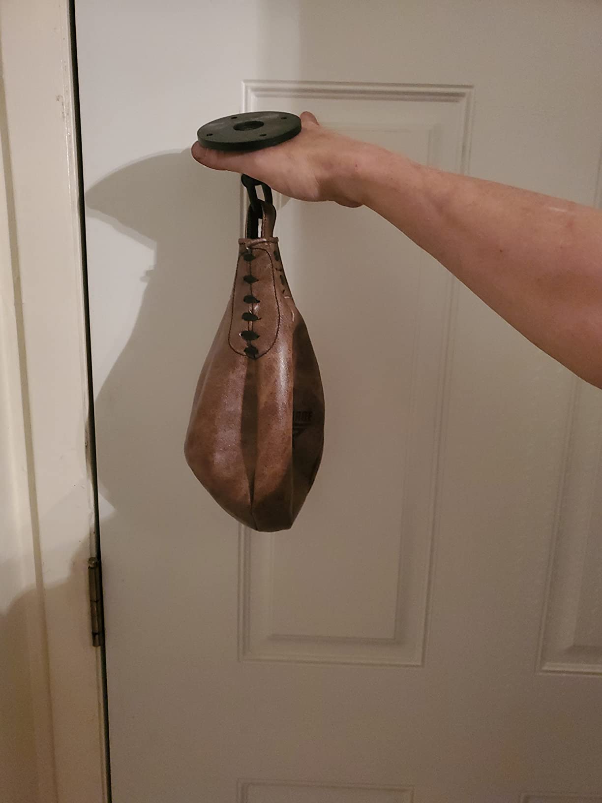 FISTRAGE Speed Ball Boxing Bag Leather MMA Muay Thai Training Punching Dodge Striking Kit with Free Hanging Swivel Workout Speedball Kicking Platform Equipment (Black) customer photo 1