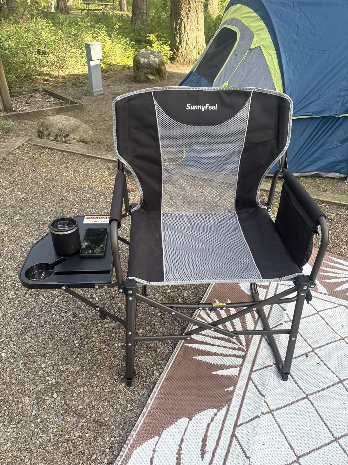 SUNNYFEEL Oversized Camping Chair Portable Directors Chairs with Side Table | Heavy Duty Folding Lawn Chair for Adults 300LBS with Compact Size, Breathable Mesh, Pocket & Carry Bag for Outdoor, Lawn, RV customer photo 1