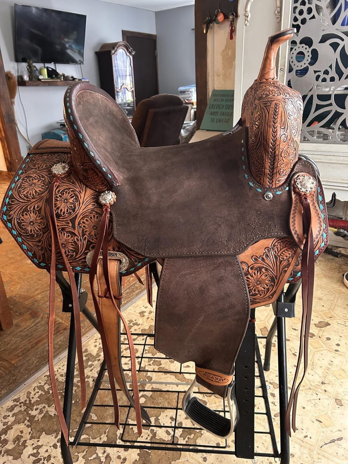 HILASON Flex Tree Western Horse Saddle in American Leather Barrel Trail | for Horses customer photo 2