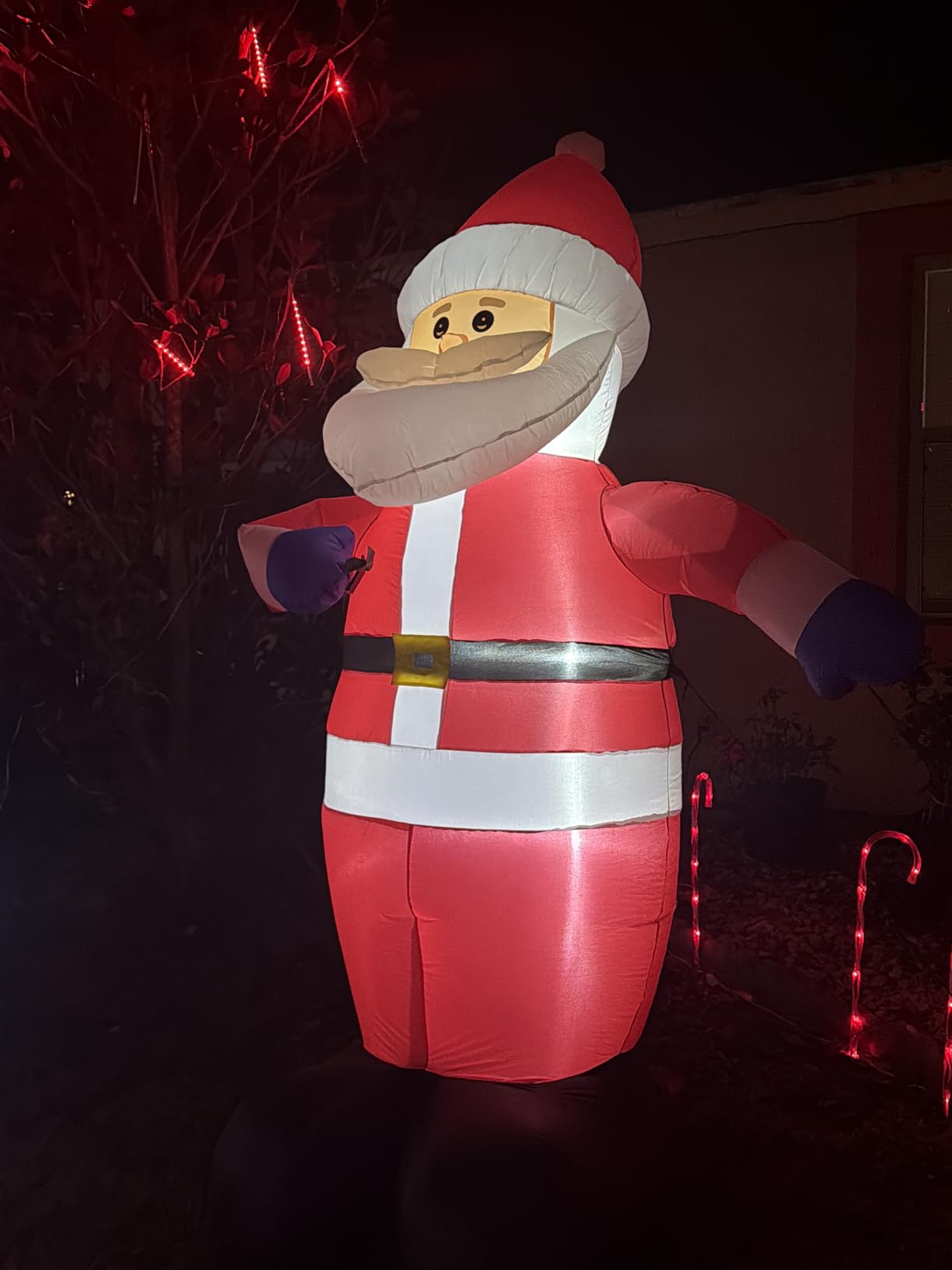8 FT Christmas Inflatables Santa Claus Outdoor Decorations, Blow Up Santa Claus with Gifts Bag, Big Santa Carrying Presents Sack, Built-in LED Light, Xmas Outside Decor for Front Back Yard Garden Lawn customer photo 2