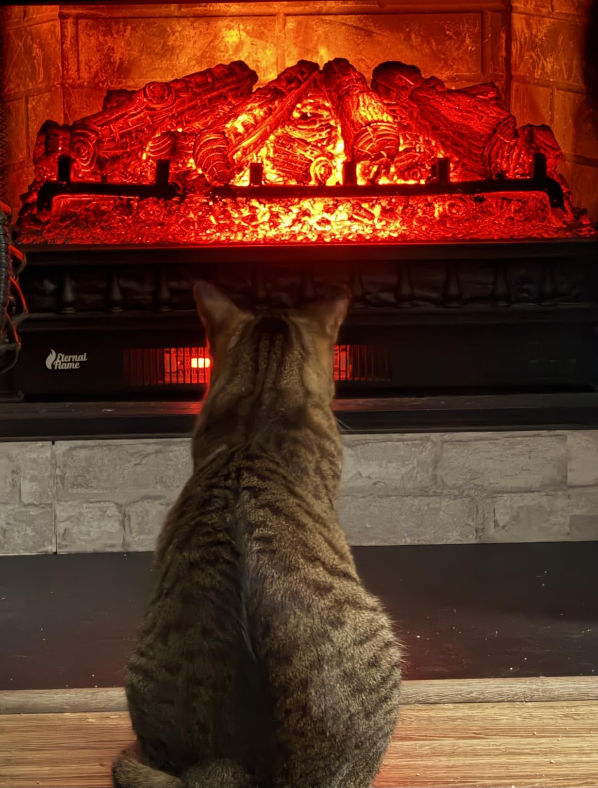 TURBRO Eternal Flame 26-Inch Infrared Quartz Electric Fireplace Log Heater - Realistic Pinewood Logs, Adjustable Flame Colors, Remote Control, Thermostat, Timer - EF26-PB, 1500W, Black, 707-98-152A customer photo 2