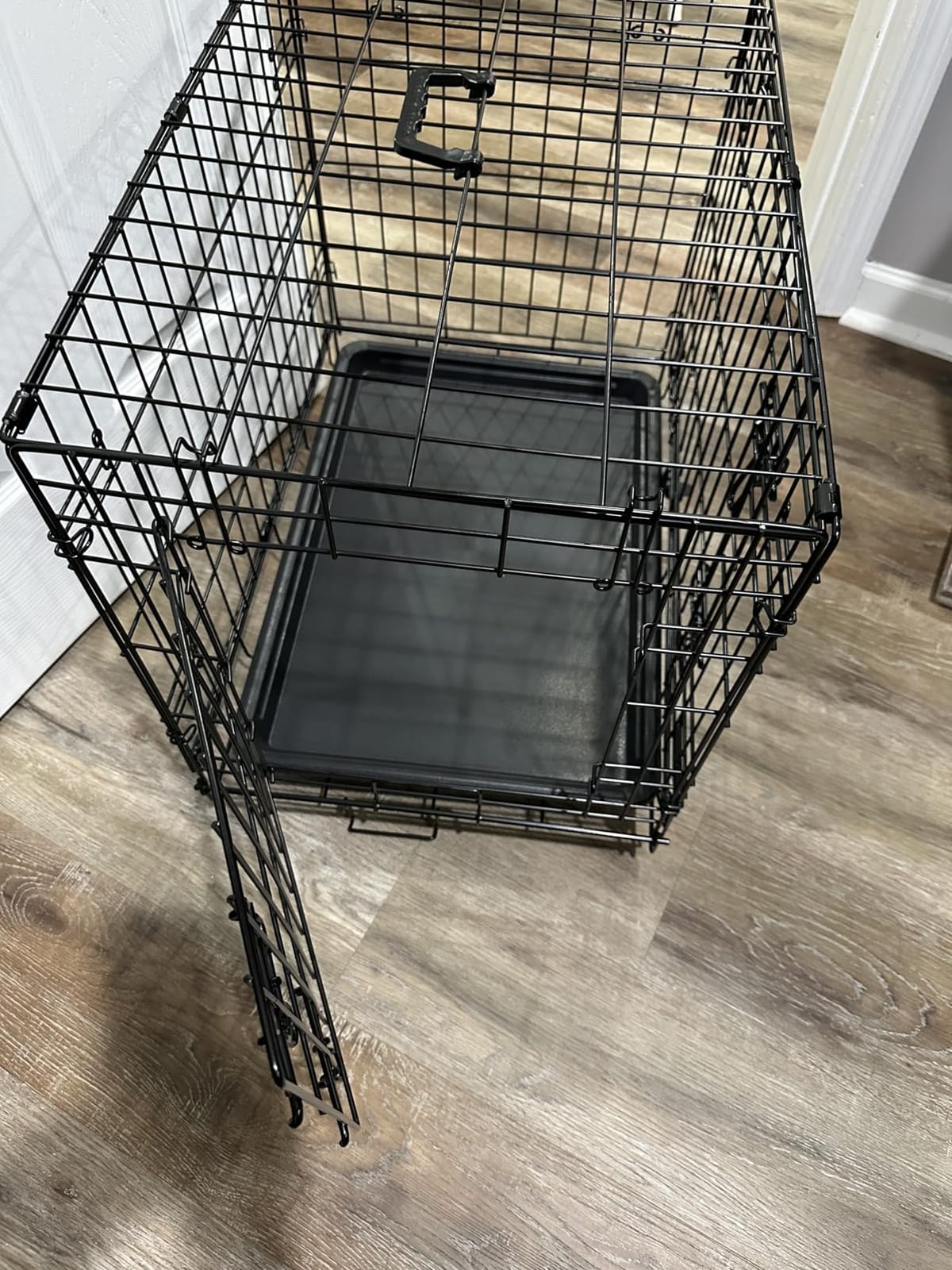 DONORO Dog Crates for Medium Large Size Dogs Indoor Double Door Dog Kennels & Houses for Puppy and Cats, Collapsible Metal Contour Dog Cages (Brown, 36.0