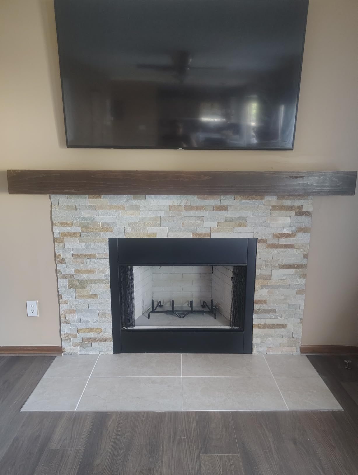 Urbandi Fireplace Mantel, Distressed, Rustic, Floating Shelf, Modern, Real Wood. (72Lx6Hx8D, Dark Brown) customer photo 2