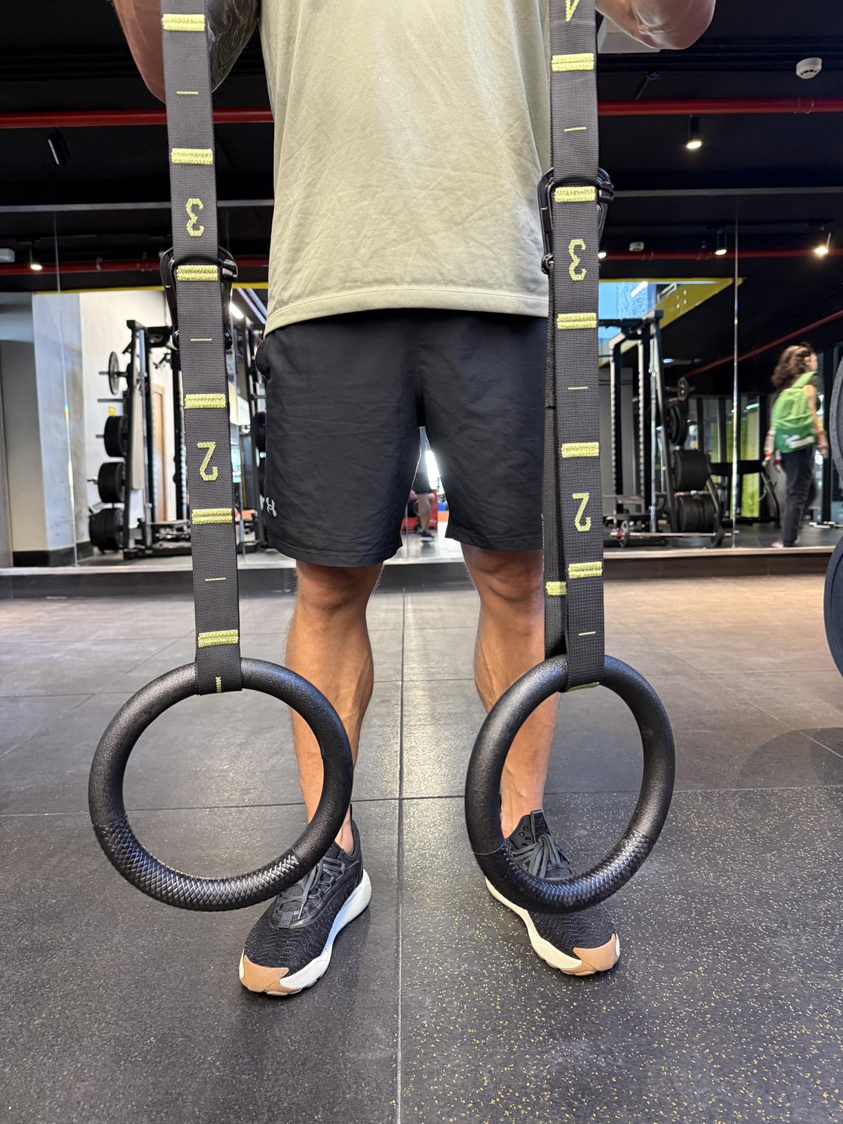 QUOLIX Gymnastic Rings with Adjustable Straps, Non-Slip Pull Up Rings with Straps, 1300lbs Exercise Rings with Straps for Home, Gymnastics Rings for Home Gym, Workout, Exercise, Training, Calisthenic customer photo 2