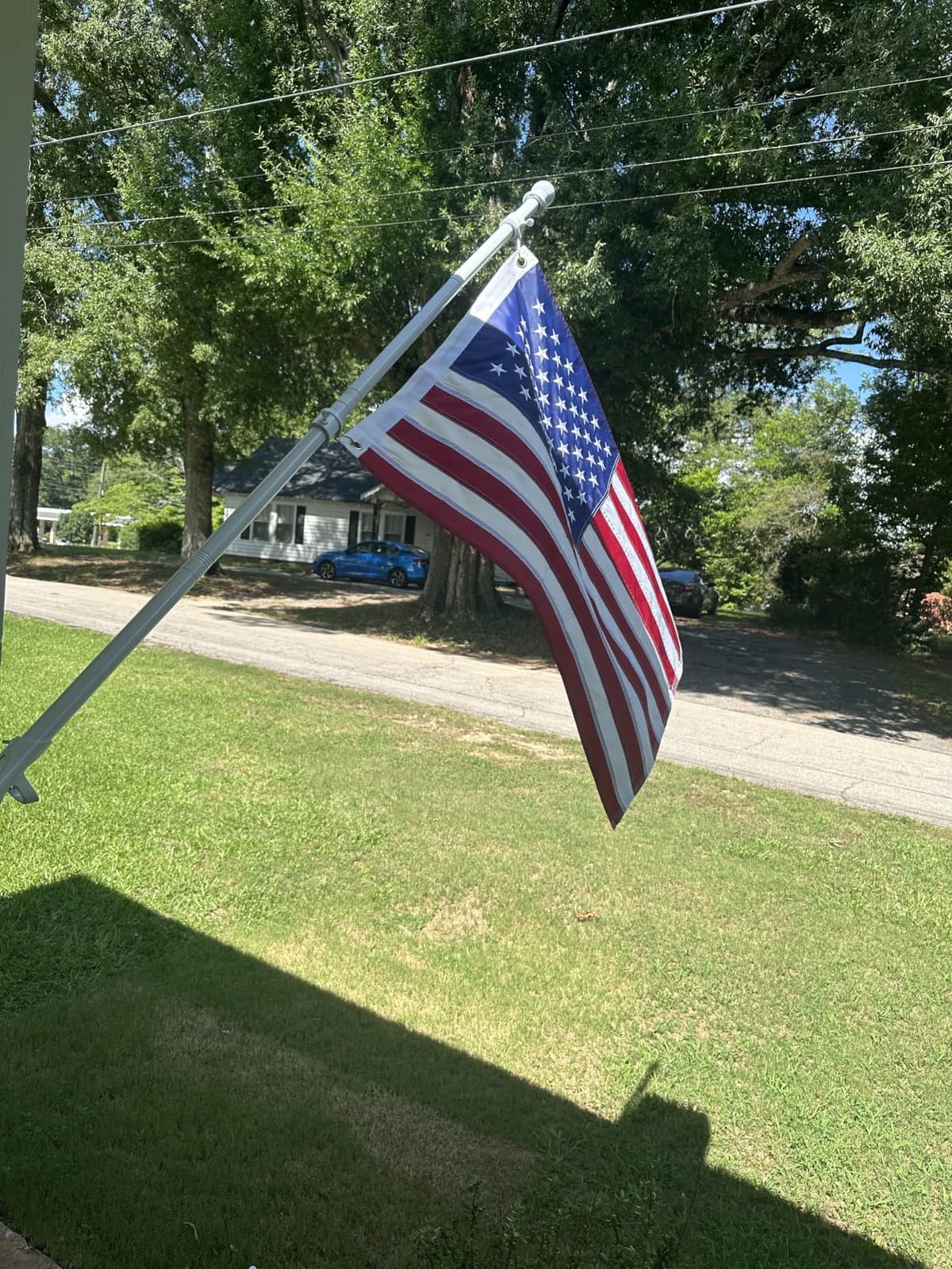 5ft Stainless Steel Flag Pole for House, Tangle Free Design with Two-Position Bracket, White, for 3x5 American Flag, Outdoor Use customer photo 2