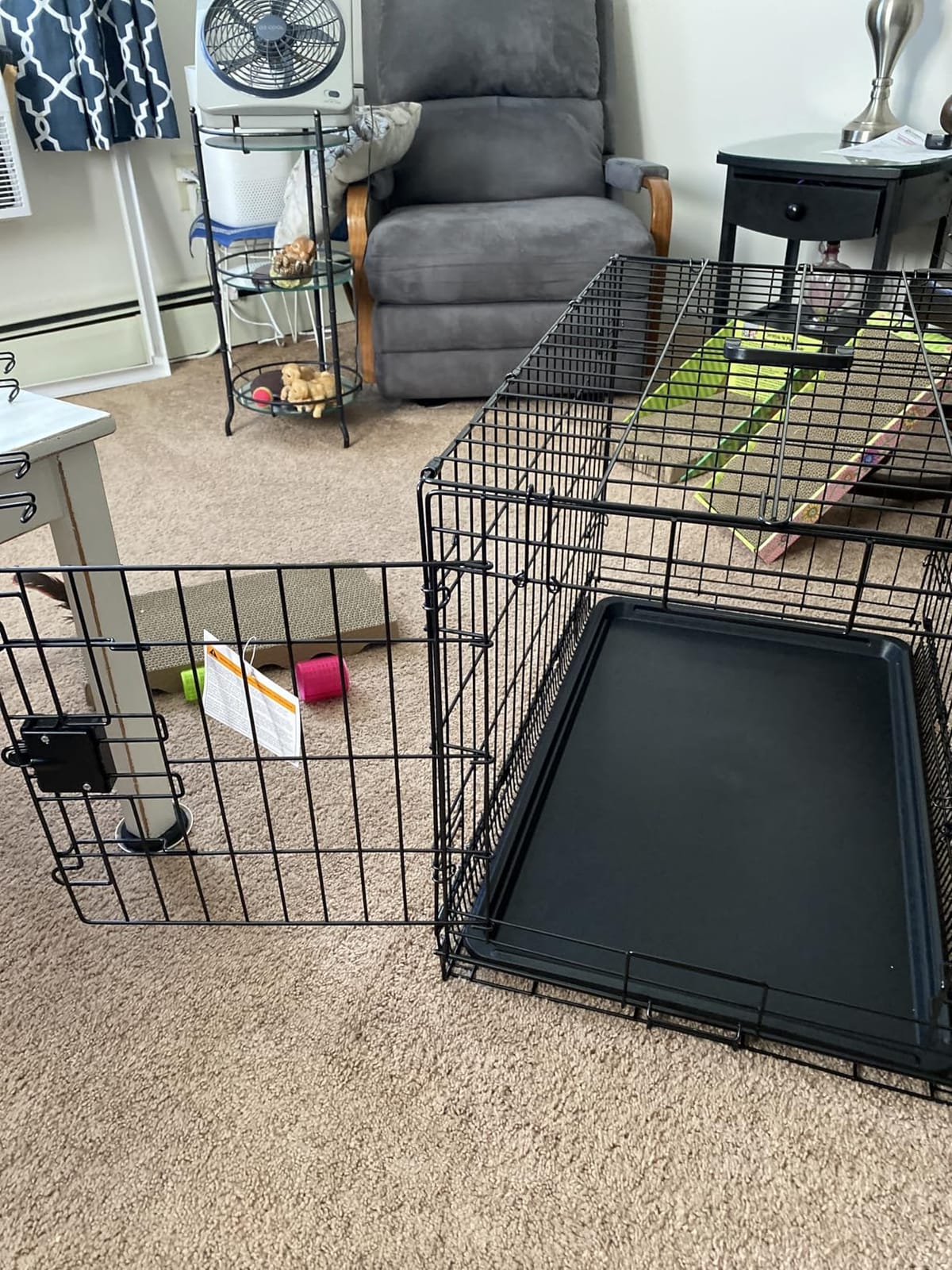 Amazon Basics Portable Metal Wire Dog Crate with Removable Tray, Single Door with Divider Panel, Foldable, Collapsible, Easy to Assemble & Clean, 36