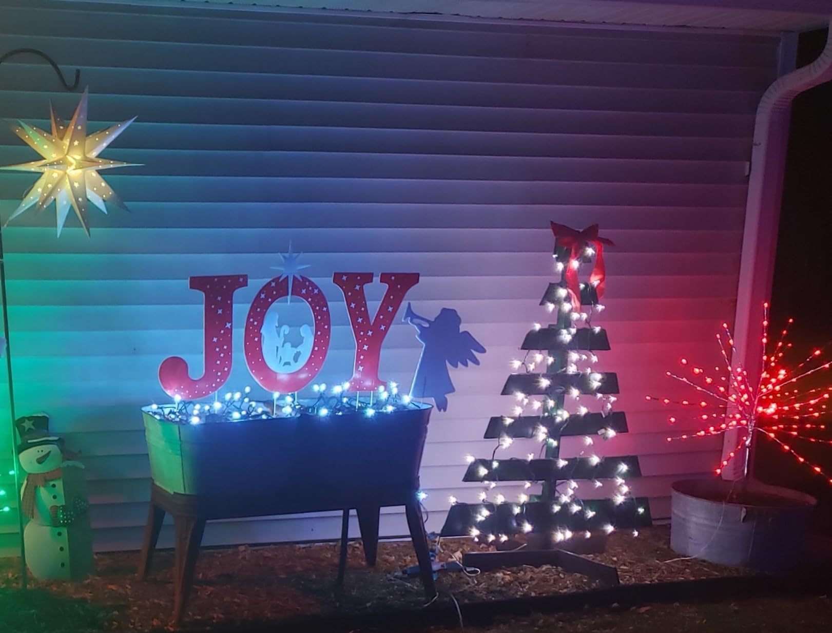 Outdoor Christmas Decorations -Joy Nativity Sets for Christmas Outdoor Xmas Nativity Lawn Religious Scenes Yard Decor with Stake for Home Lawn Pathway Walkway, Red, White customer photo 1