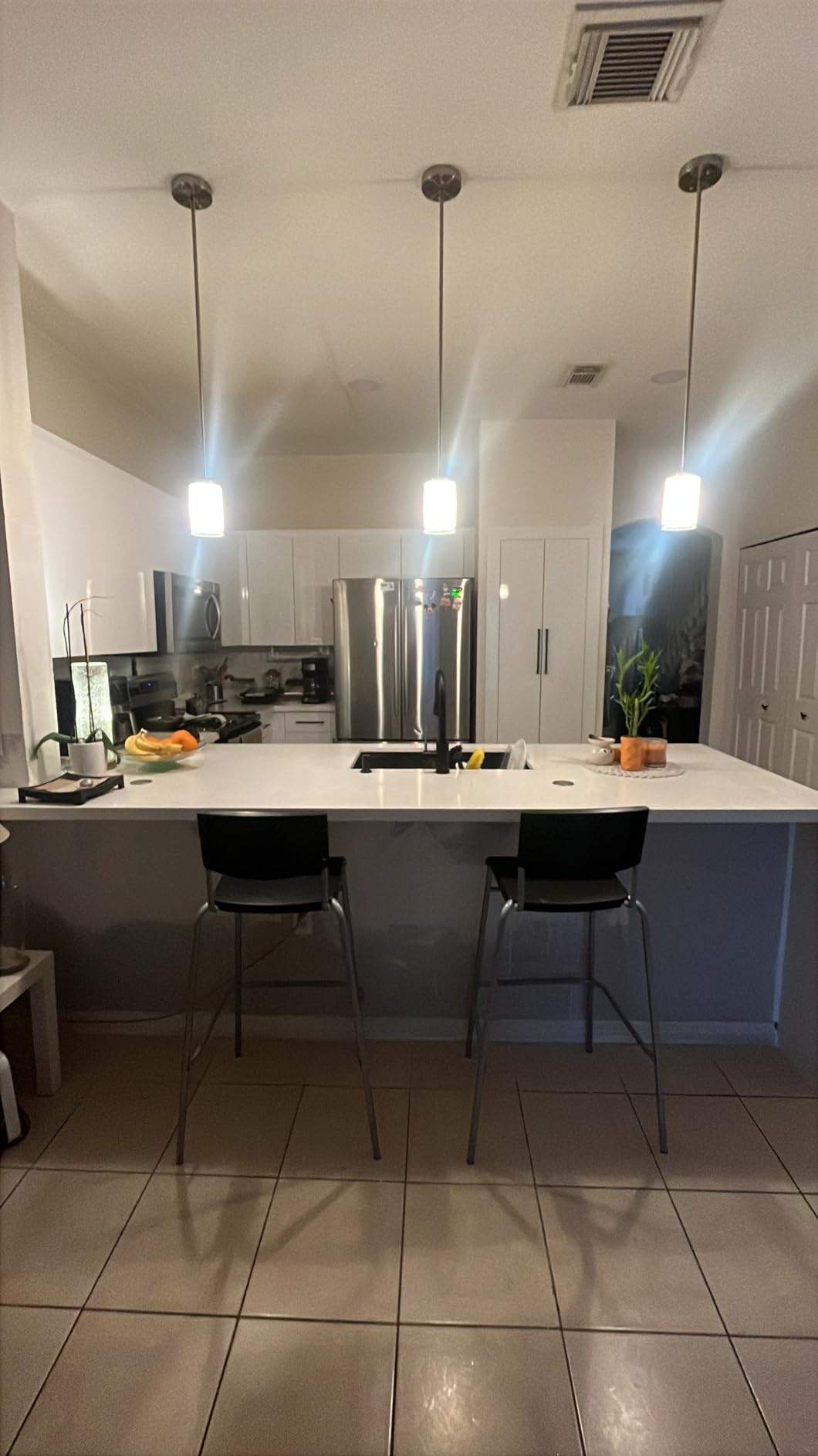 AKEZON Pendant Lights Kitchen Island 2 Pack, Brushed Nickel, Adjust Height customer photo 2