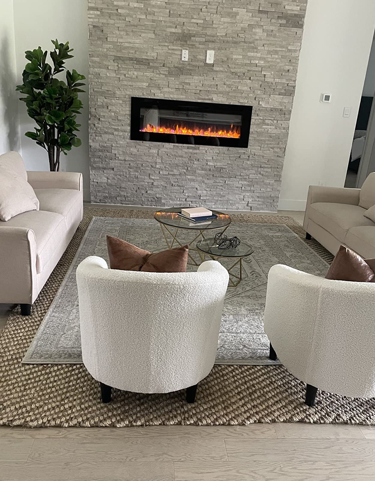 Yaheetech Compact Sherpa Accent Chairs Set of 2 for Small Spaces, Ivory customer photo 1