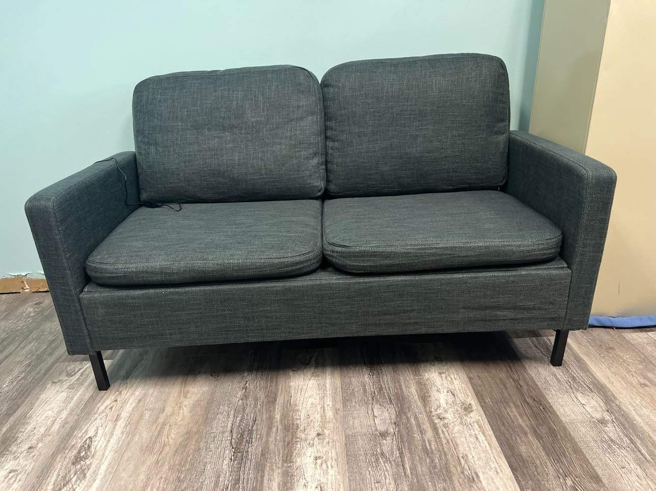 56'' Dark Grey Fabric Loveseat Small Couch with 2 USB for Living Room Sofa customer photo 2