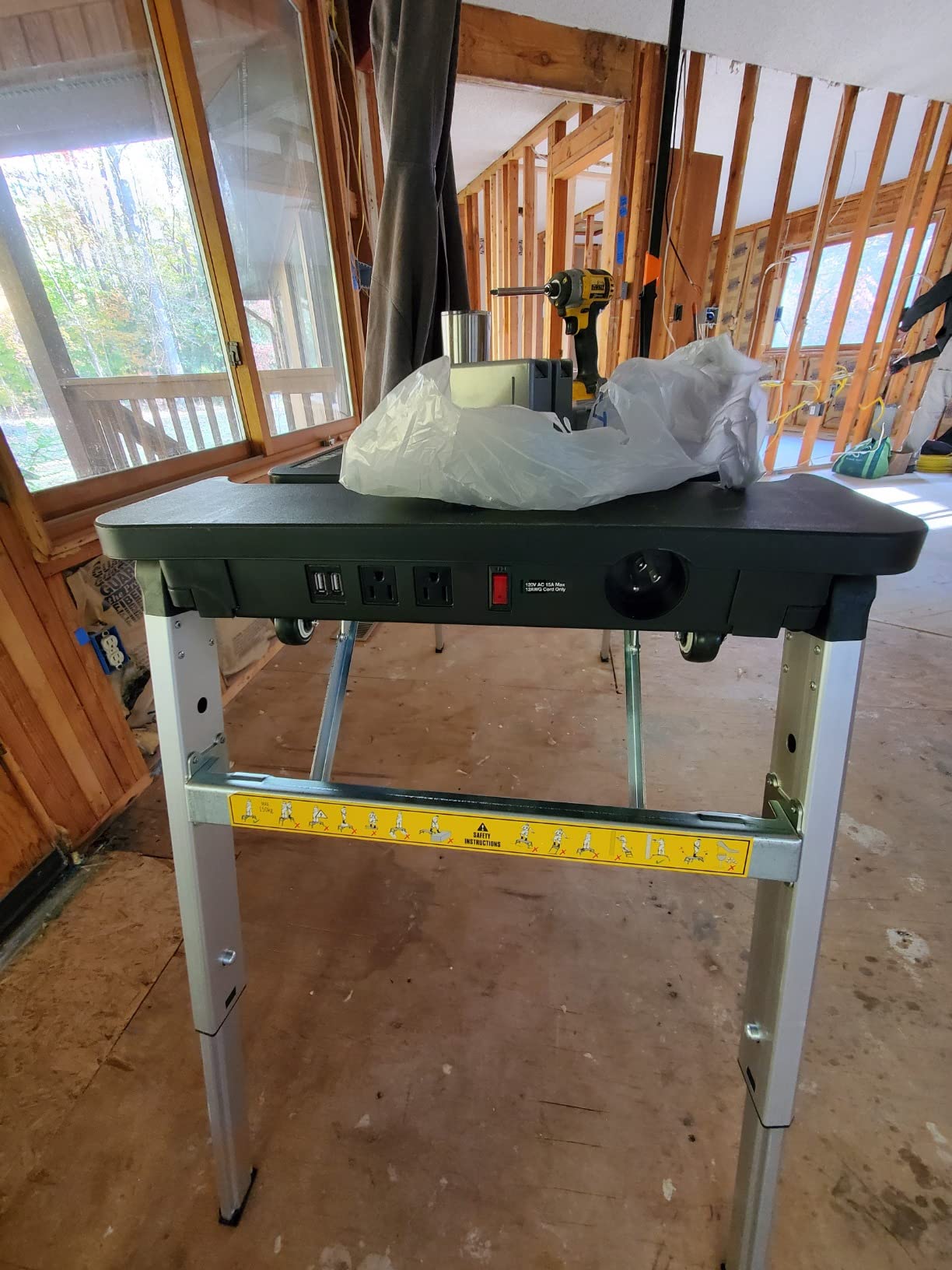 TLGREEN 7in1 Multifunctional Portable Workbench,Worktable with Poweroutlet | Folding Work Table Converts to Sawhorse, Scaffold, Creeper, Dolly And Hand Truck; Mobile Setup for Garage Projects, DIY customer photo 2