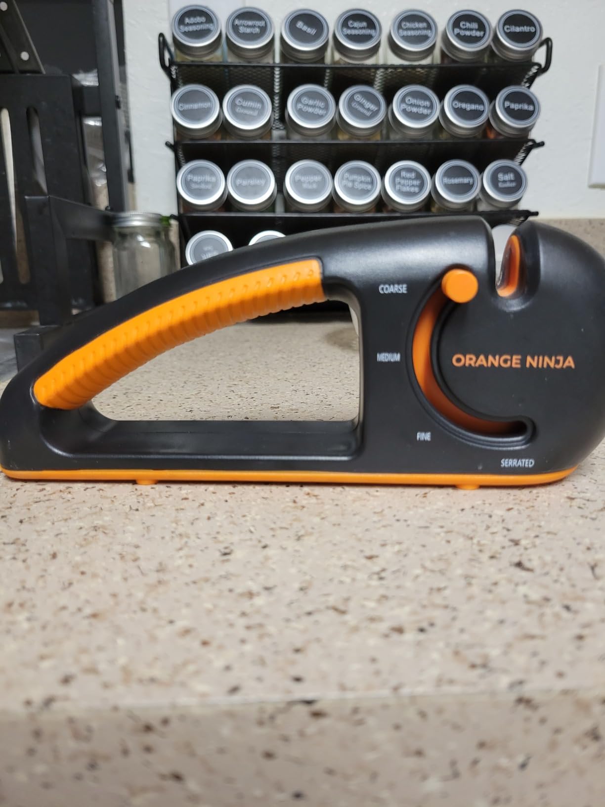 Orange Ninja Serrated & Kitchen Knife Sharpener - 4-Stage Sharpening Tool | Repairs, Sharpens & Polishes Straight & Serrated Blades - Ergonomic Non-Slip Grip, Works for Left & Right Handed Cooks customer photo 1
