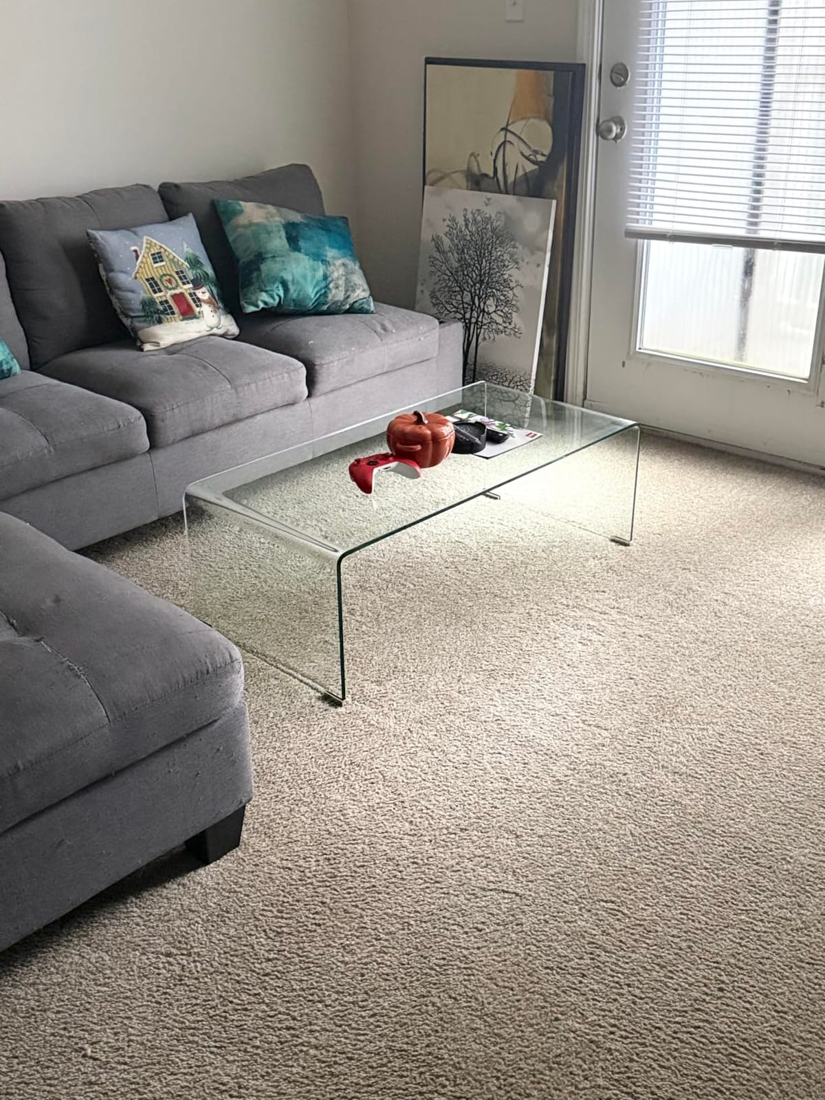 Glass Coffee Table for Living Room, Modern Coffee Table with Transparent Tempered Glass Top and White Metal Legs, Rectangle Tea Table for Home customer photo 2