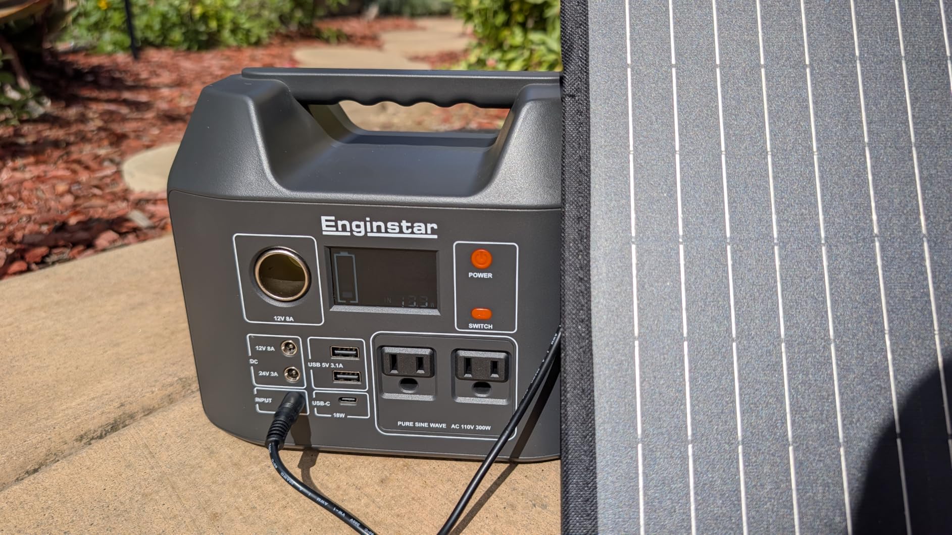 EnginStar Solar Generator, 300W Portable Power Station, 296Wh Lithium Battery Backup w/Two 110V Pure Sine Wave AC Outlet for Camping Road Trip RV, 80000mAh Sufficient Power Supply for Blackout customer photo 1
