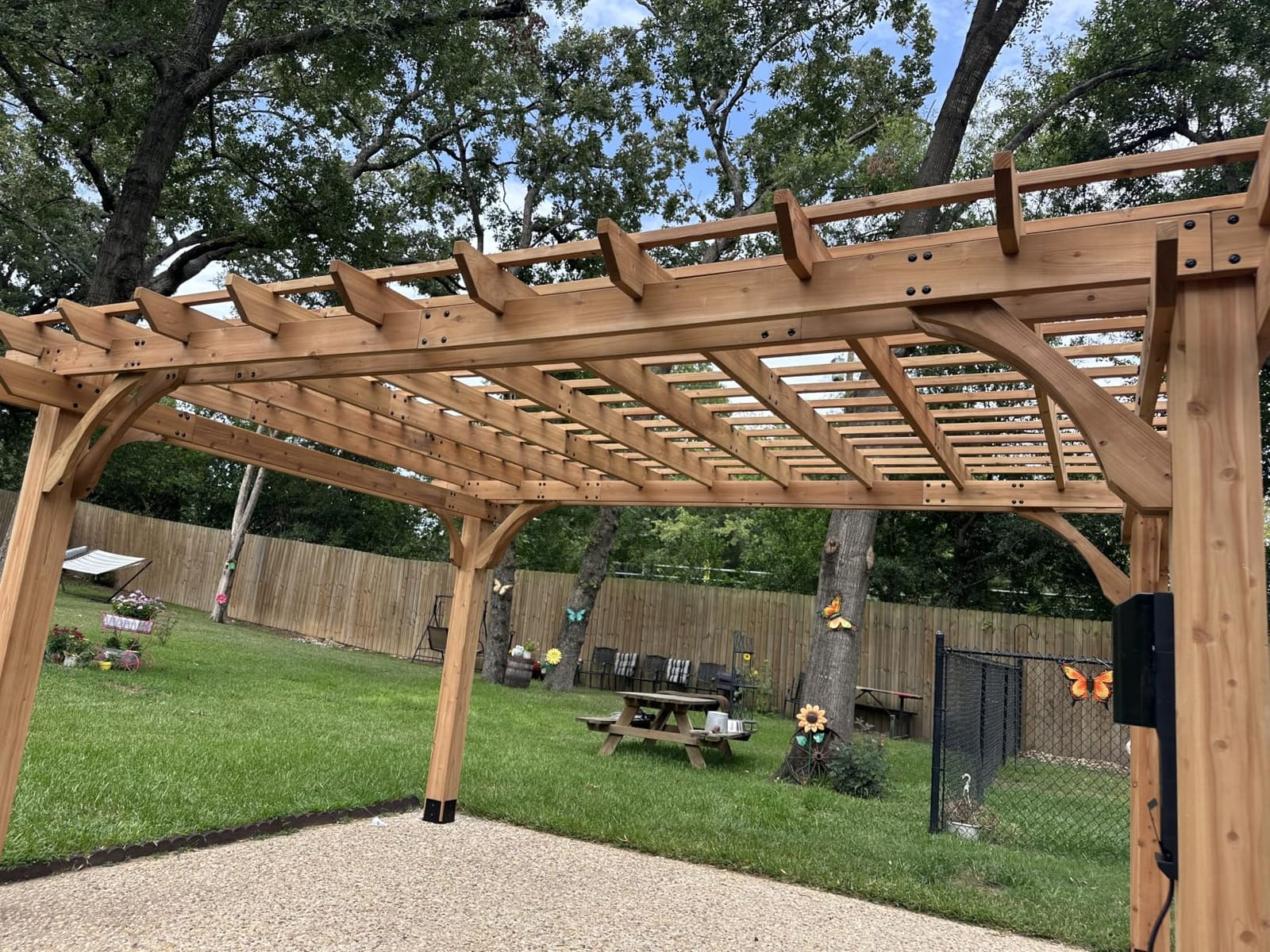 Backyard Discovery Beaumont 16' x 12' Traditional Cedar Wood Pergola Kit with Trellis Roof, All-Season Durability, High-Wind Rating, PowerPort, Shade for Outdoor Patio, Deck, Garden, and Entertaining customer photo 2