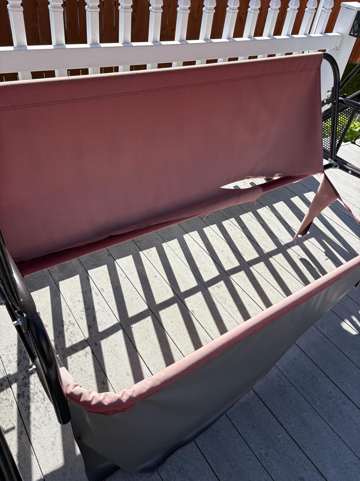 HOMREST 3 Seat Porch Swing with Adjustable Canopy, Patio Swing with Stand customer photo 1