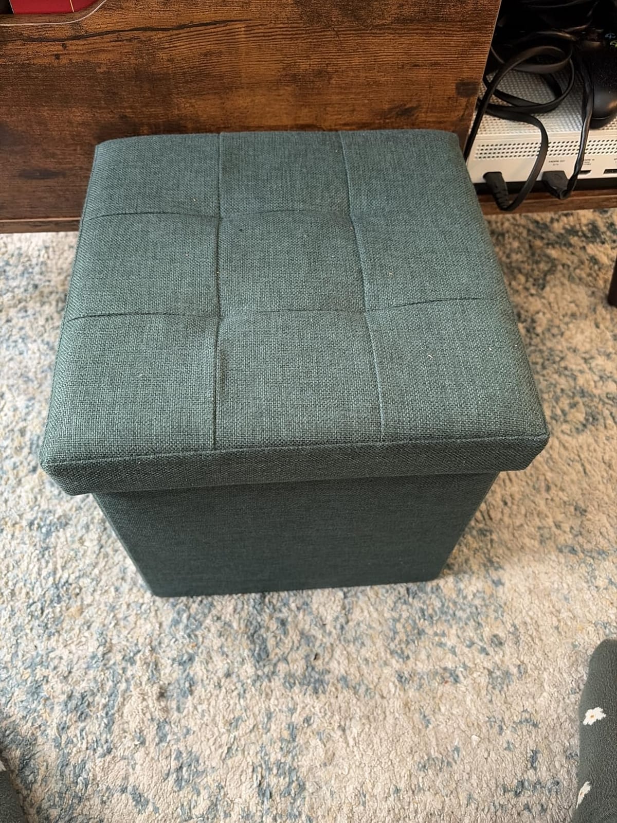 SONGMICS Small Folding Storage Ottoman, 11.8 x 11.8 x 11.8 in customer photo 1