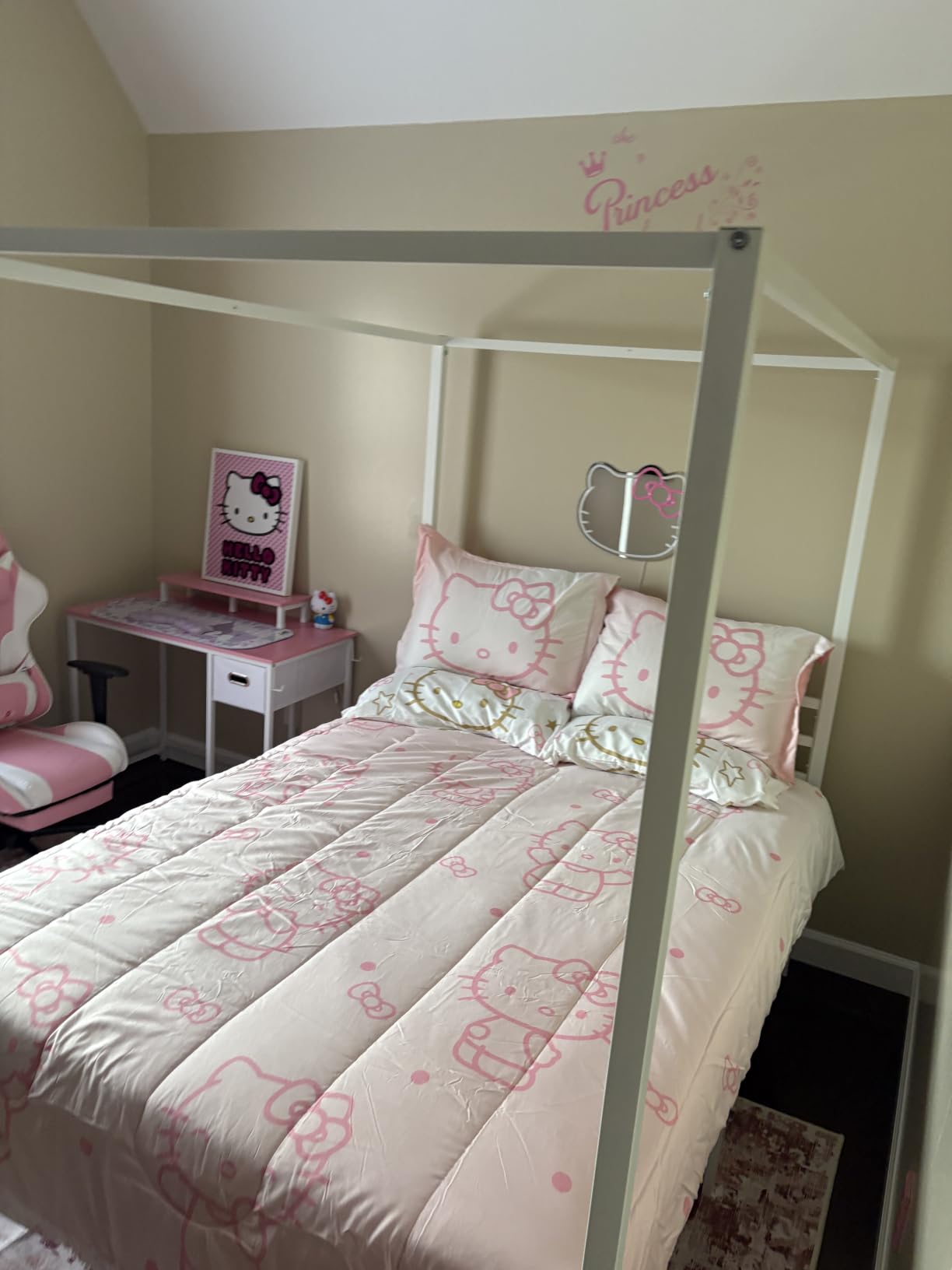 SHA CERLIN Queen Size Canopy Bed Frame with Heavy Duty Metal Slats, Black customer photo 2