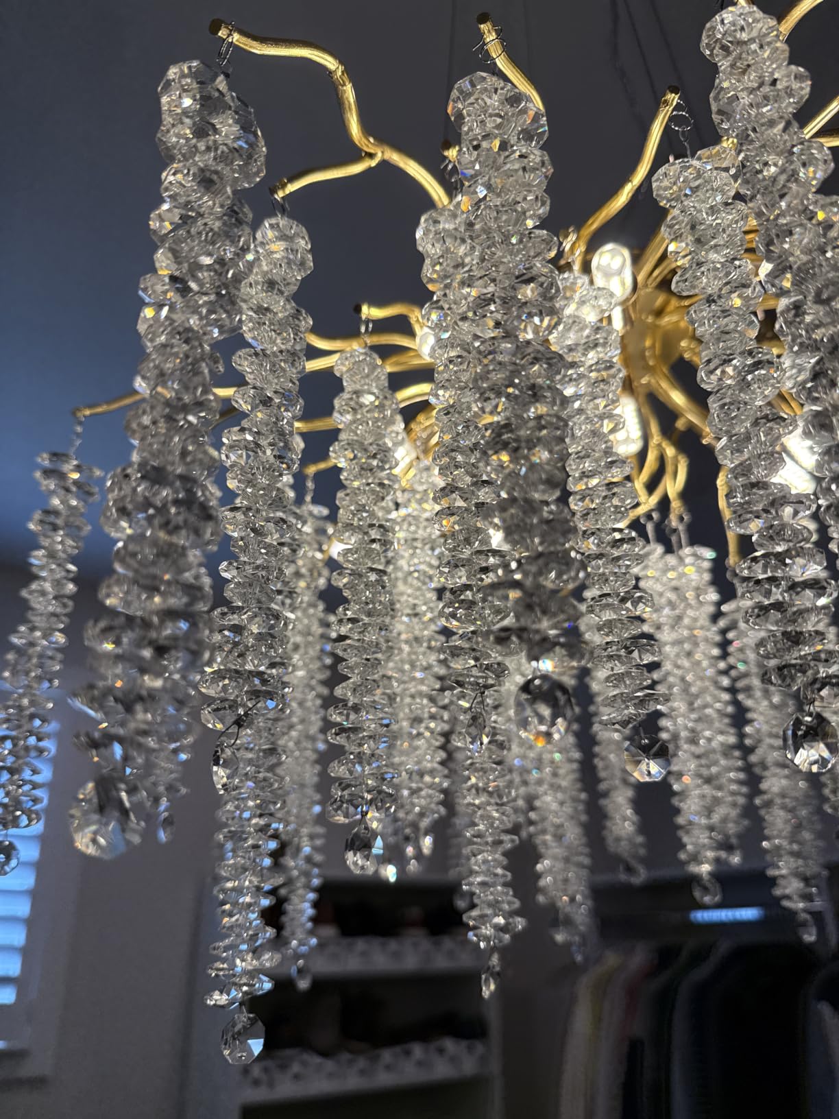 Tree Branches Chandeliers L39.5 Inch Gold Luxury Rectangular Crystal Raindrop Pendant Light 13 Lights Kitchen Island Hanging Light Fixture for Living Room Dining Room Foyer Entryway customer photo 1