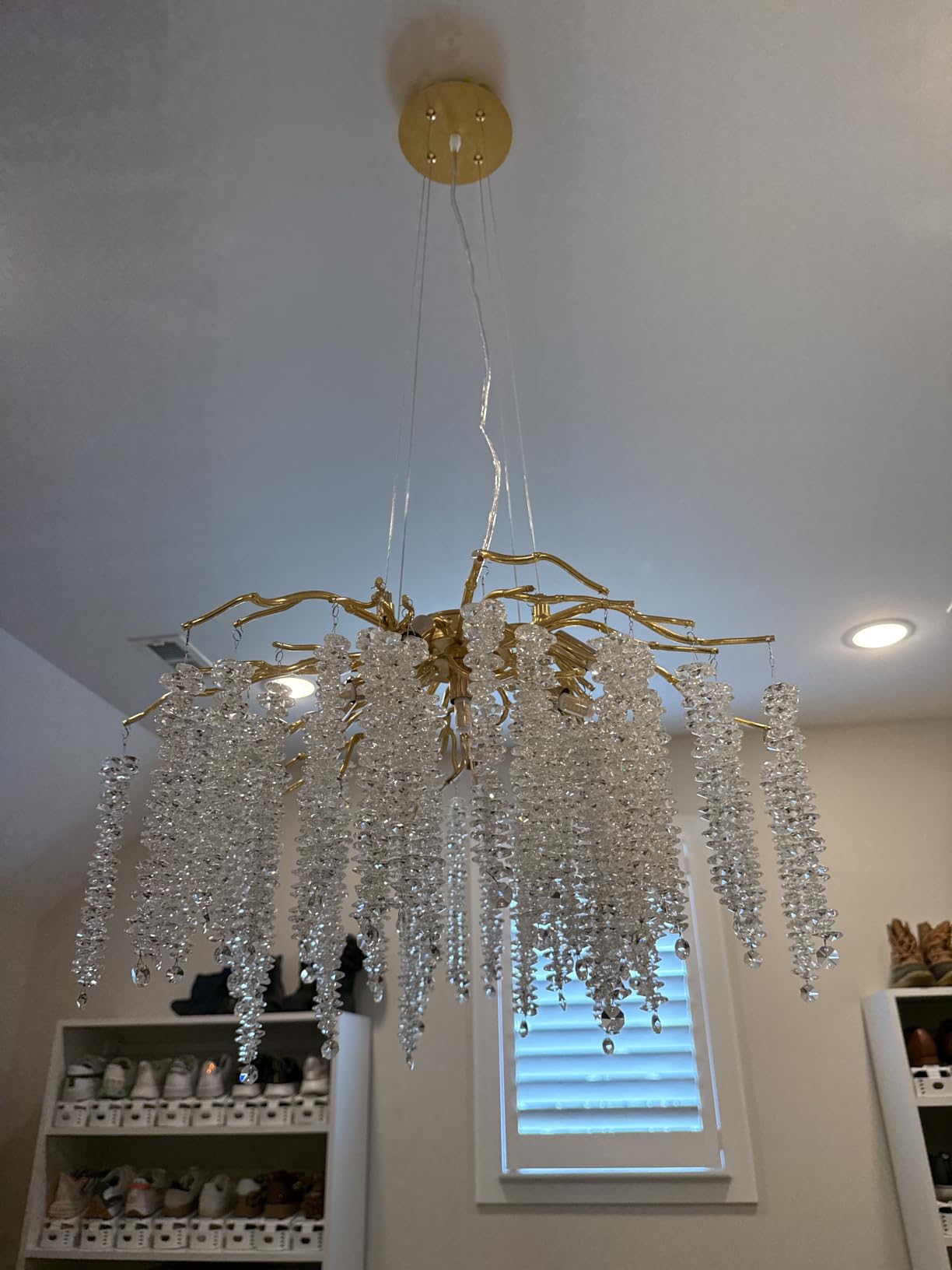 Tree Branches Chandeliers L39.5 Inch Gold Luxury Rectangular Crystal Raindrop Pendant Light 13 Lights Kitchen Island Hanging Light Fixture for Living Room Dining Room Foyer Entryway customer photo 2