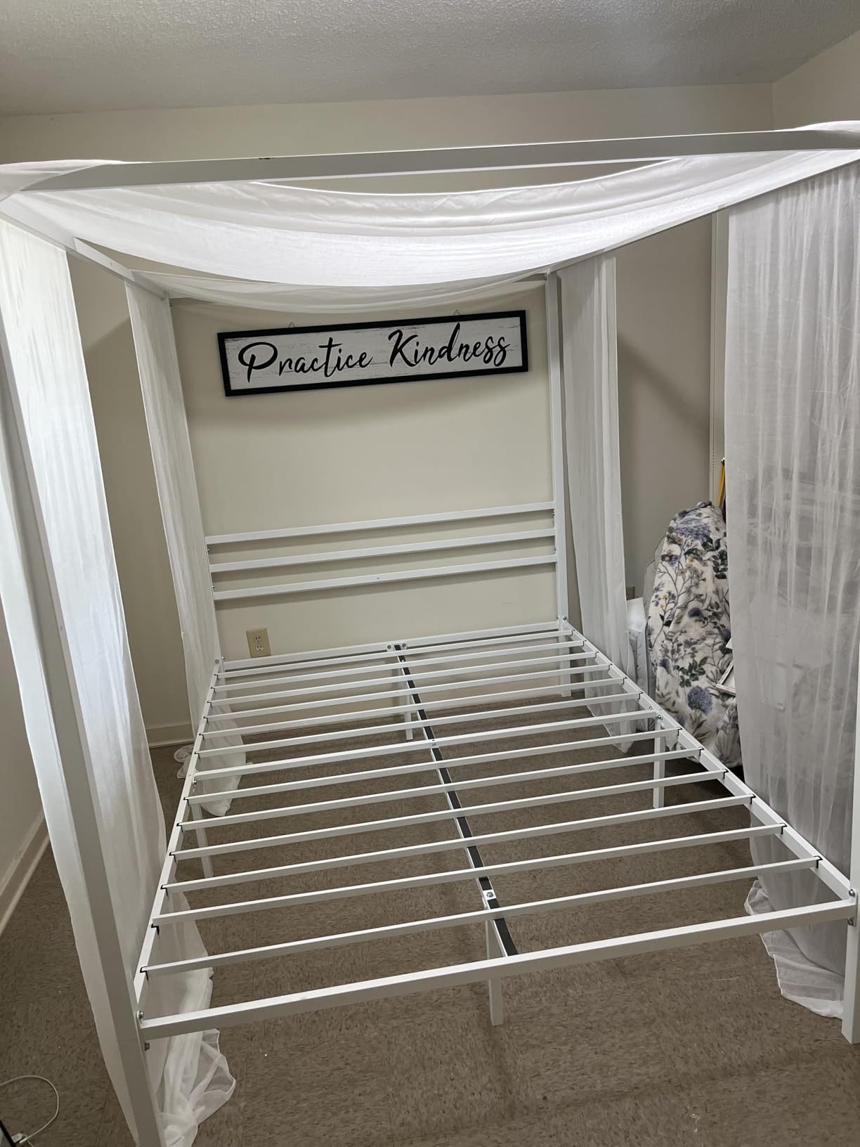 ikalido Queen Size Metal Canopy Bed Frame, Heavy-Duty Support, Black customer photo 1