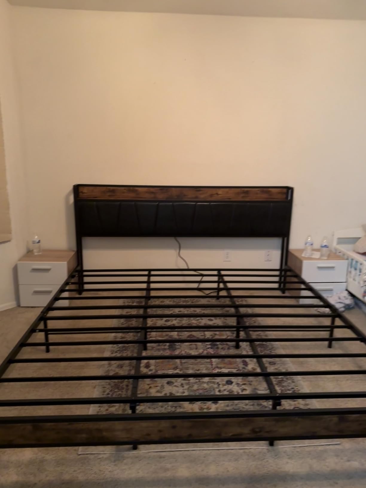 LIKIMIO King Size Bed Frame with Storage Headboard and Charging Station customer photo 1